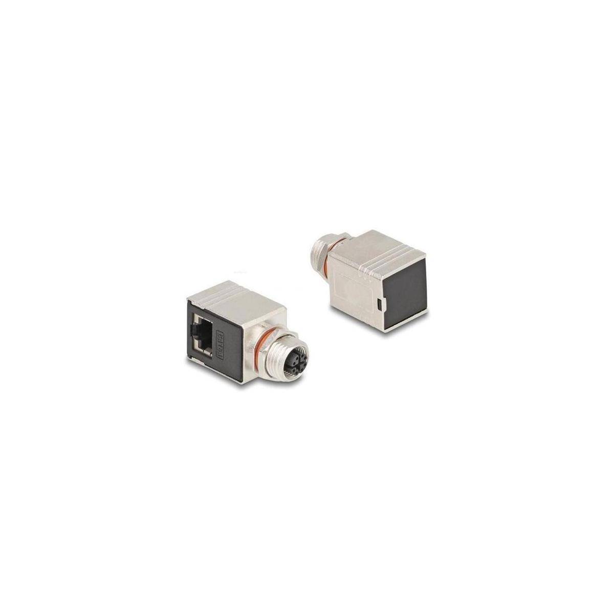 60088 - M12 Adapter X-kodiert 8 Pin Buchse zu RJ45 Buchse Cat.6A STP geschirmt 90