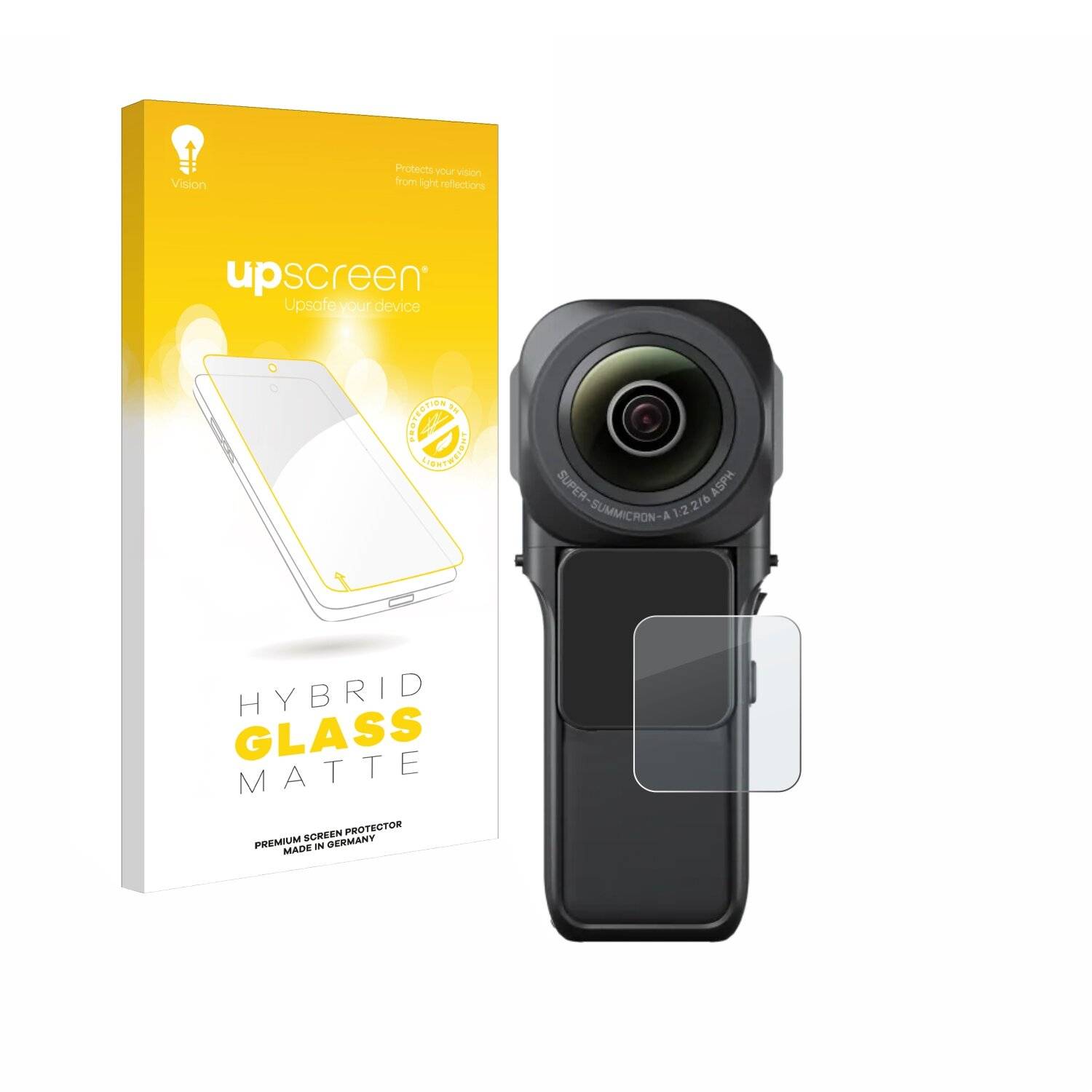 upscreen Hybrid Glas Matt Panzer-Folie für Insta360 One RS 1-Zoll