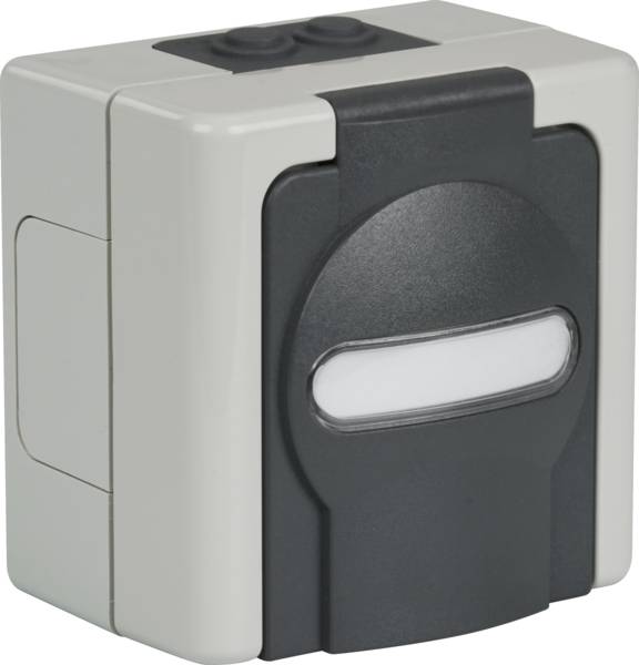 Aufputz-Feuchtraum Leergehäuse -- für 2 Keystone Module IP44 Farbe grau Kupferverkabelung