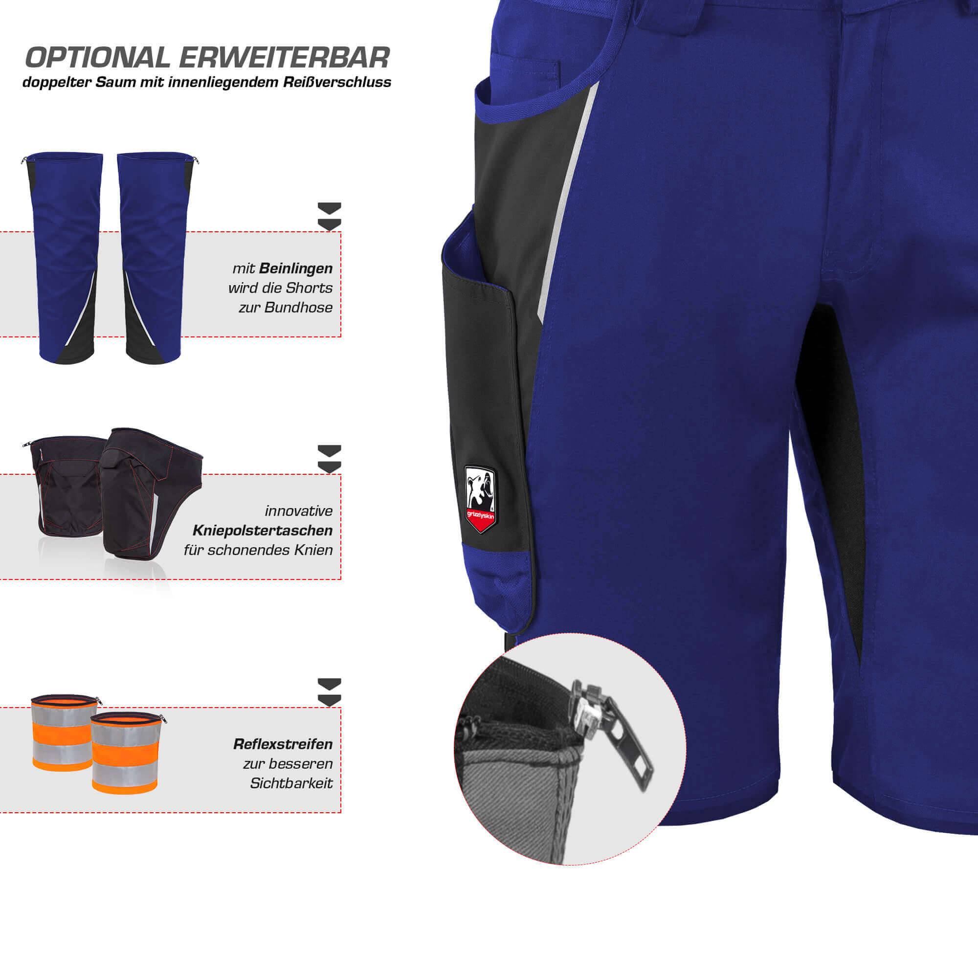 QUALITEX HIGH QUALITY WORKWEAR Shorts IRON - kornblau/schwarz - Herren: 60 Damen: 54