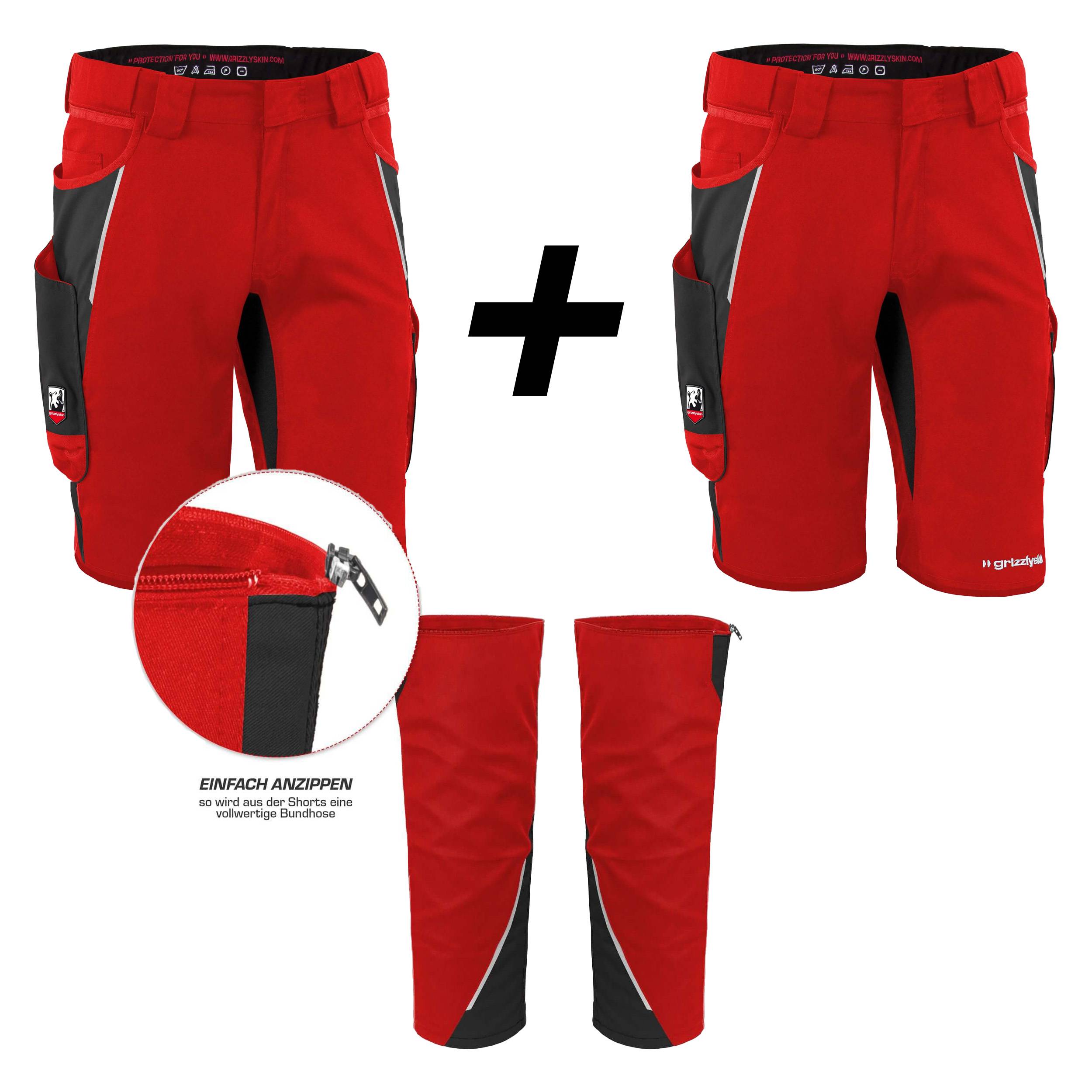 QUALITEX HIGH QUALITY WORKWEAR Shorts IRON - rot/schwarz - Herren: 74 Damen: 68