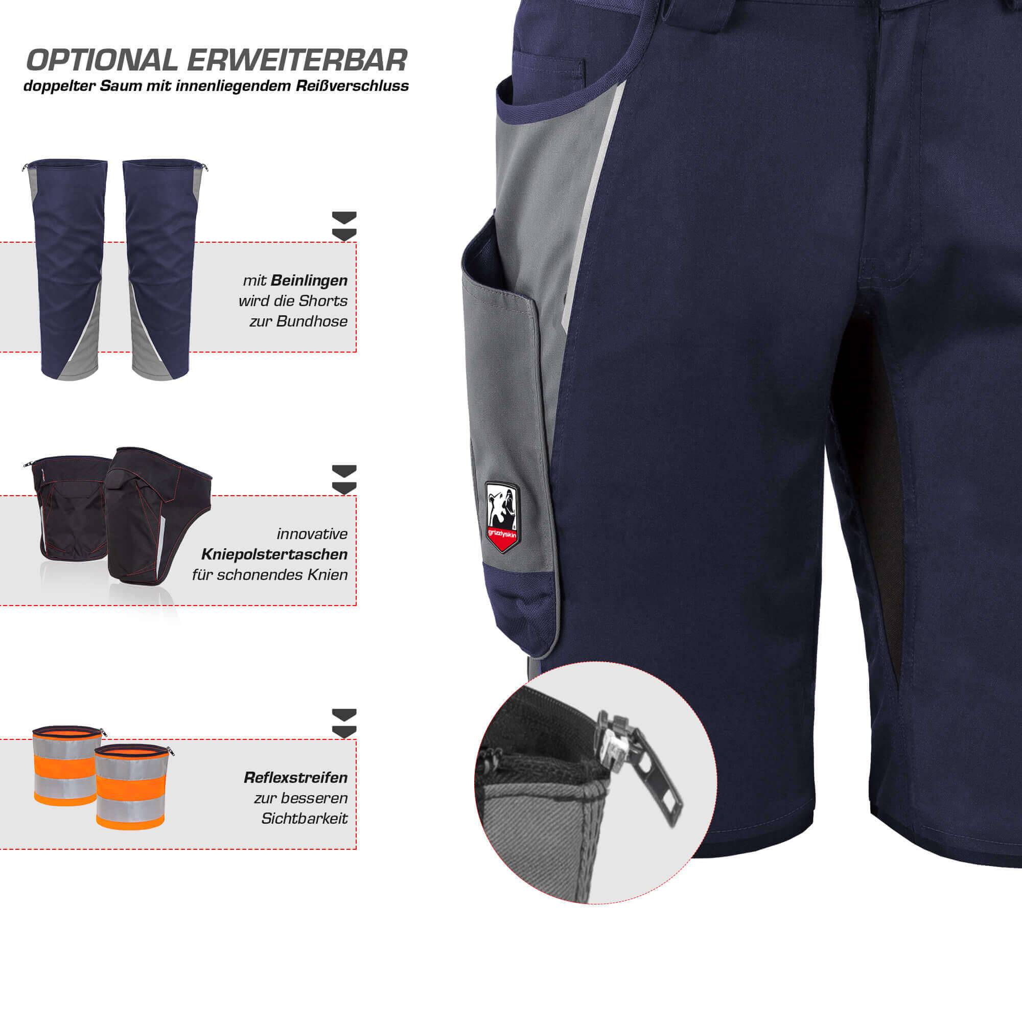 QUALITEX HIGH QUALITY WORKWEAR Shorts IRON - marine/grau - Herren: 66 Damen: 60