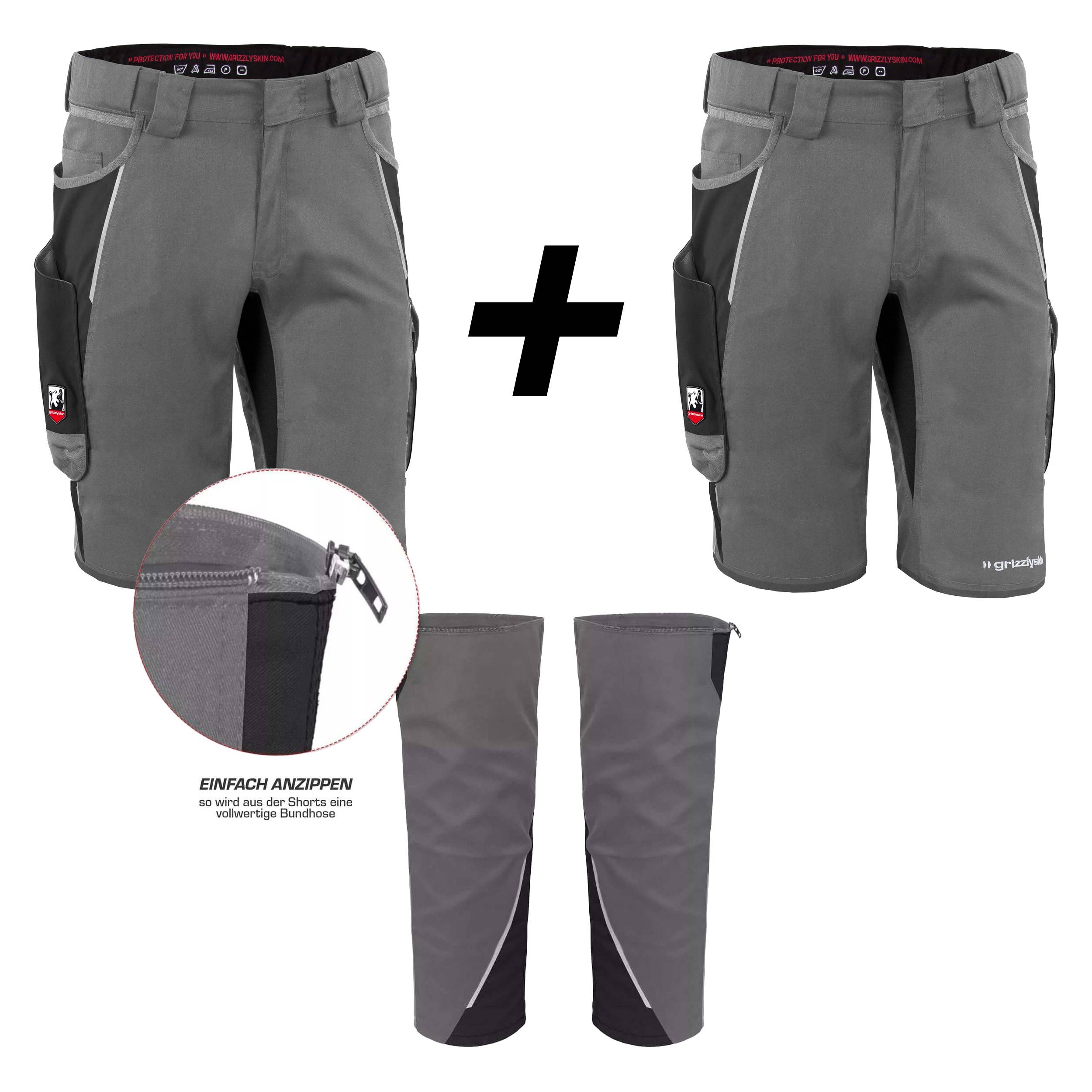 QUALITEX HIGH QUALITY WORKWEAR Shorts IRON - grau/schwarz - Herren: 48 Damen: 42