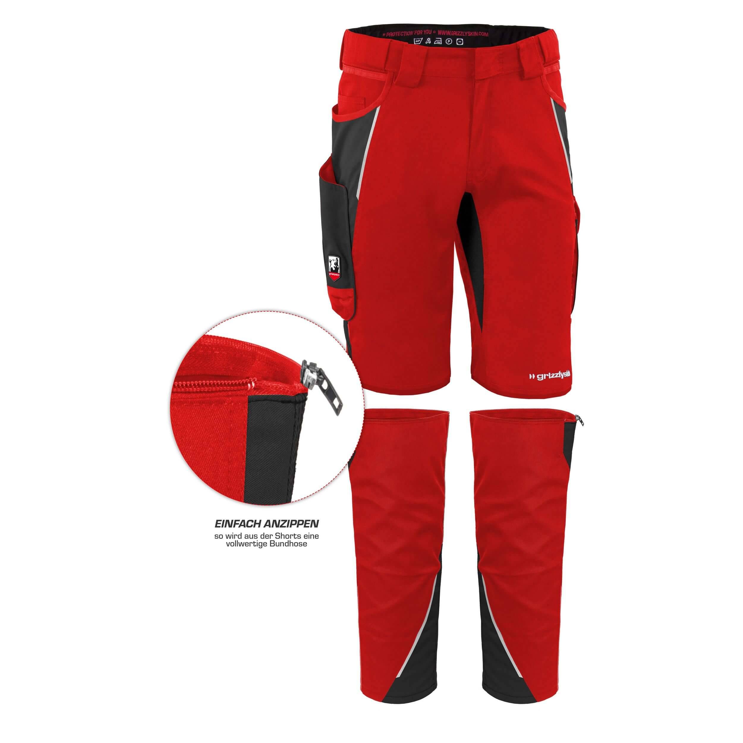 QUALITEX HIGH QUALITY WORKWEAR Shorts IRON - rot/schwarz - Herren: 56 Damen: 50