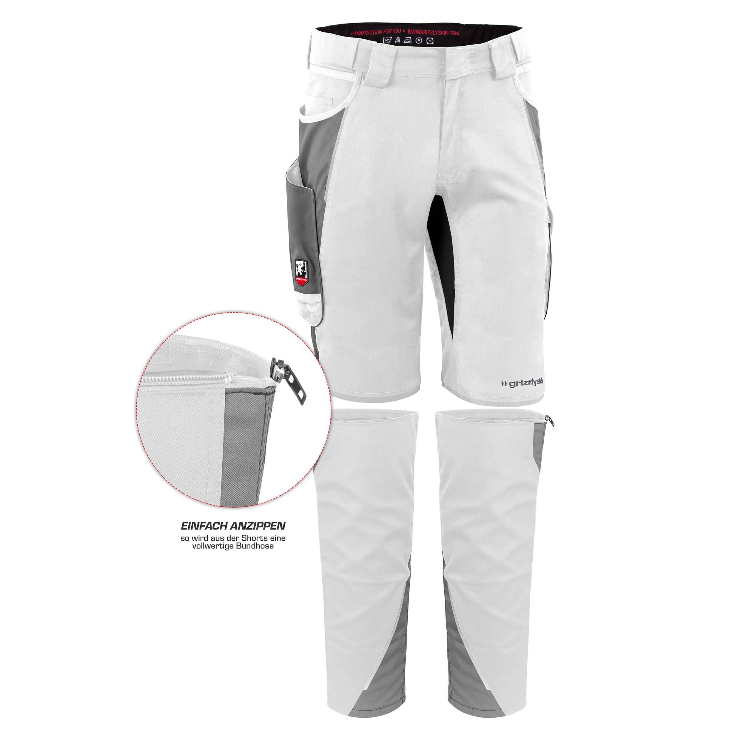 QUALITEX HIGH QUALITY WORKWEAR Shorts IRON - weiß/grau - Herren: 60 Damen: 54