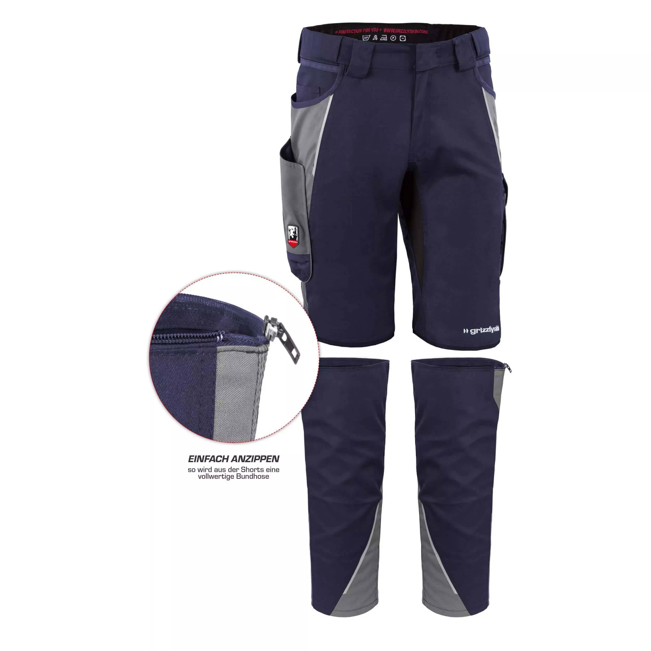 QUALITEX HIGH QUALITY WORKWEAR Shorts IRON - marine/grau - Herren: 68 Damen: 62