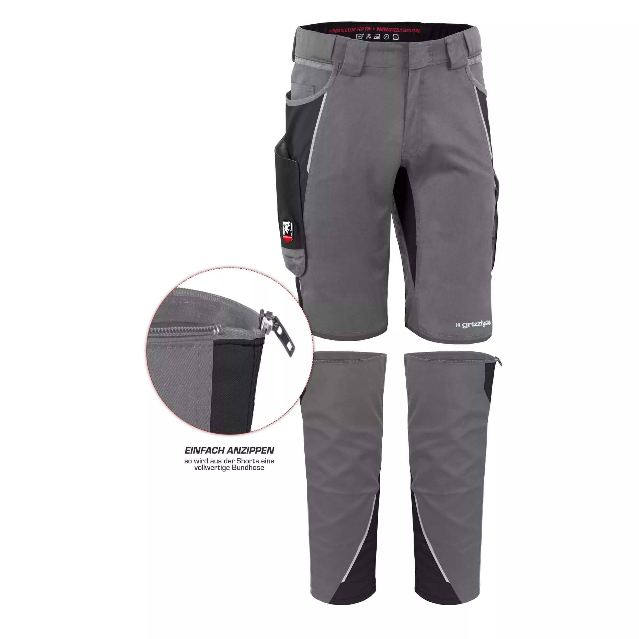 QUALITEX HIGH QUALITY WORKWEAR Shorts IRON - grau/schwarz - Herren: 60 Damen: 54