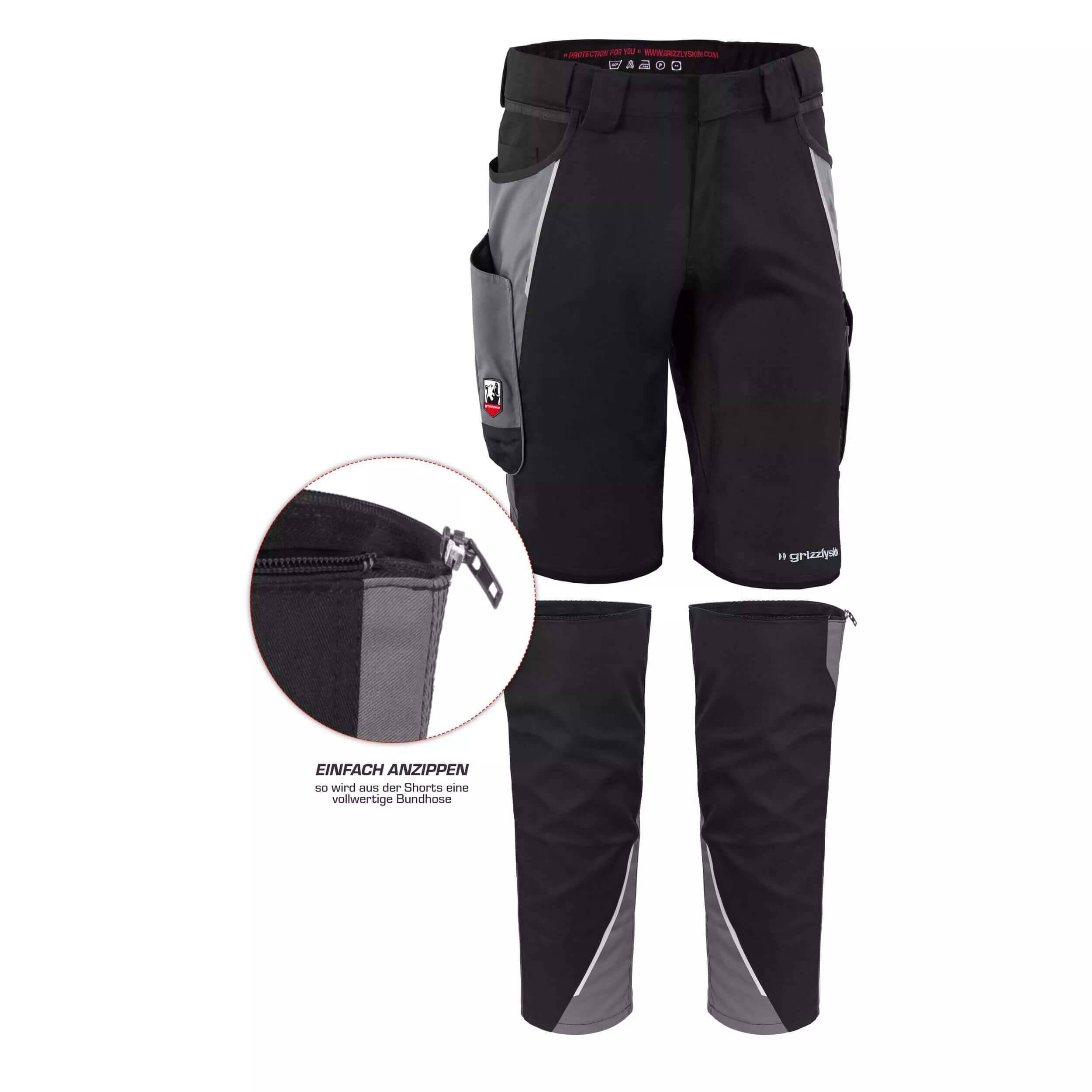 QUALITEX HIGH QUALITY WORKWEAR Shorts IRON - schwarz/grau - Herren: 60 Damen: 54
