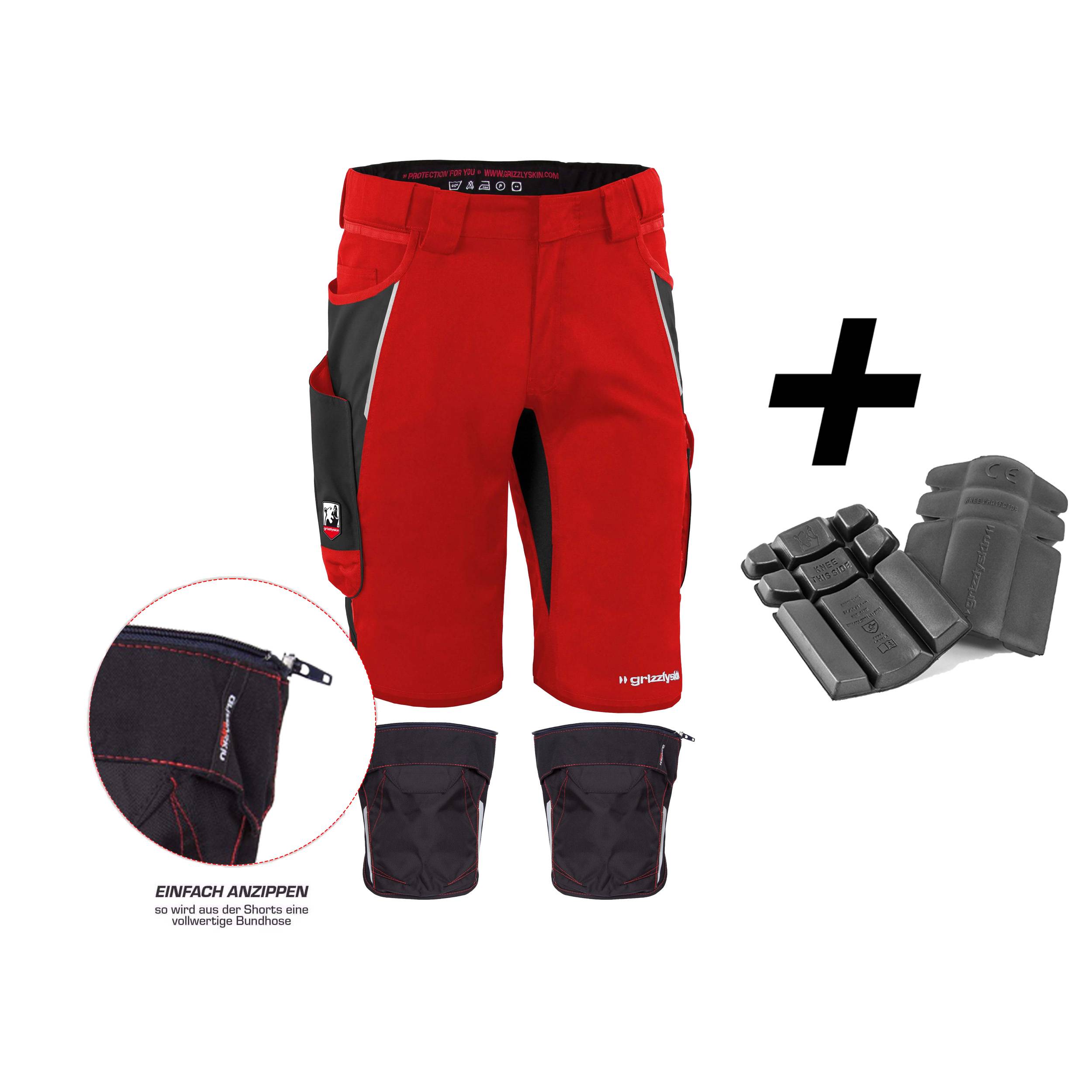 QUALITEX HIGH QUALITY WORKWEAR Shorts IRON - rot/schwarz - Herren: 50 Damen: 44