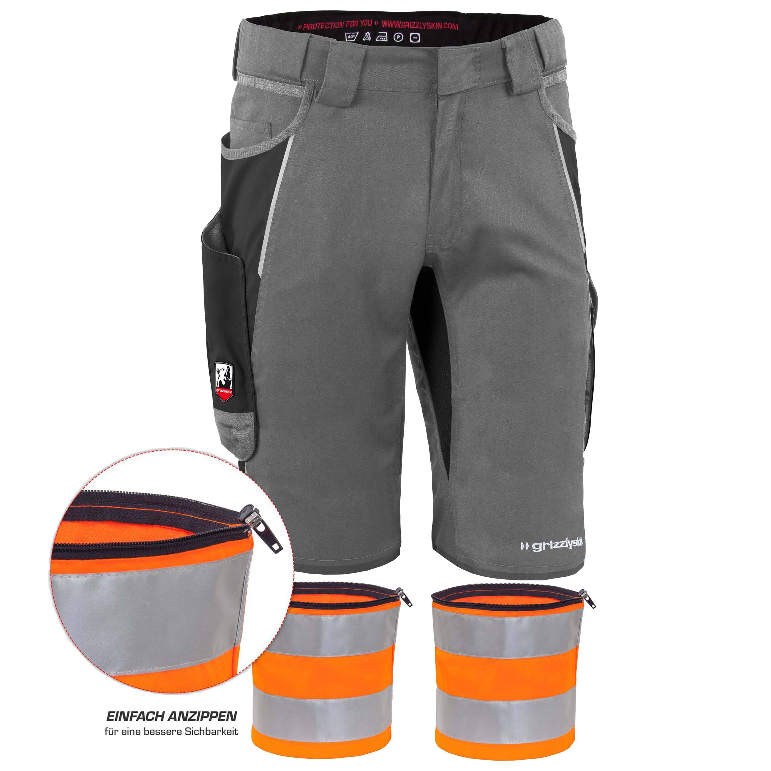 QUALITEX HIGH QUALITY WORKWEAR Shorts IRON - grau/schwarz - Herren: 48 Damen: 42