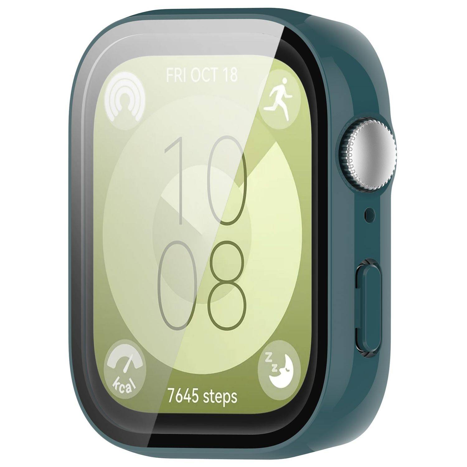 Für Huawei Watch Fit 3 PC Smart Watch Hülle + H9 Schutz Hart Glas Grün