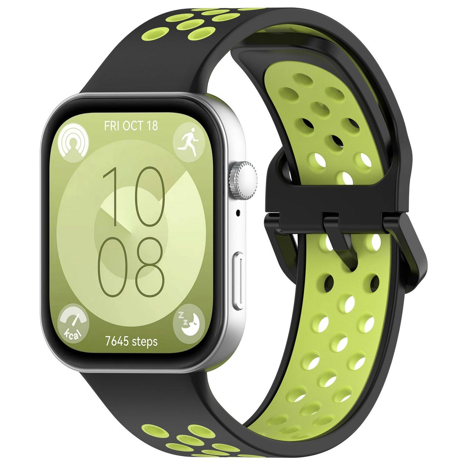 Für Huawei Watch Fit 3 Two Color Silikon Sport Arm Band Schwarz / Grün