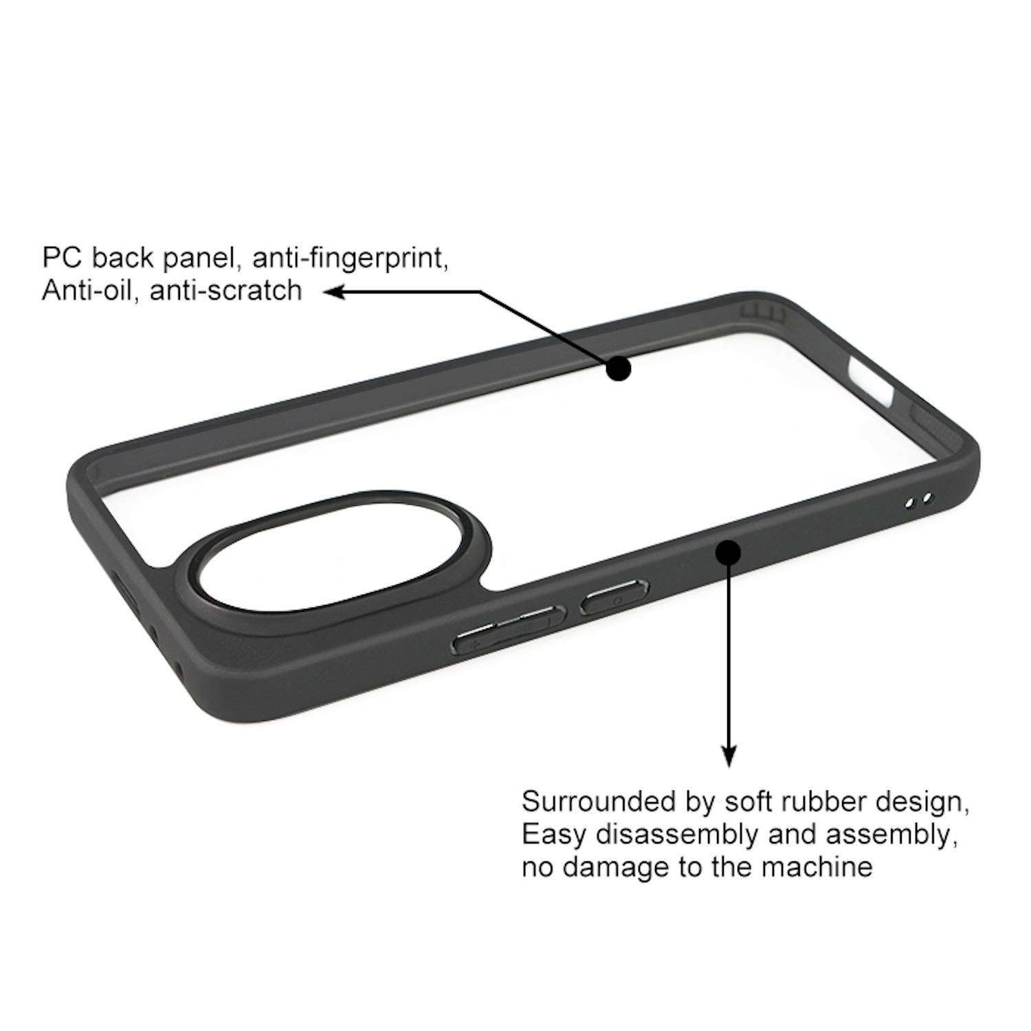 Für Honor 200 Frosted TPU + Transparent PC Schutz Hülle Case Schwarz