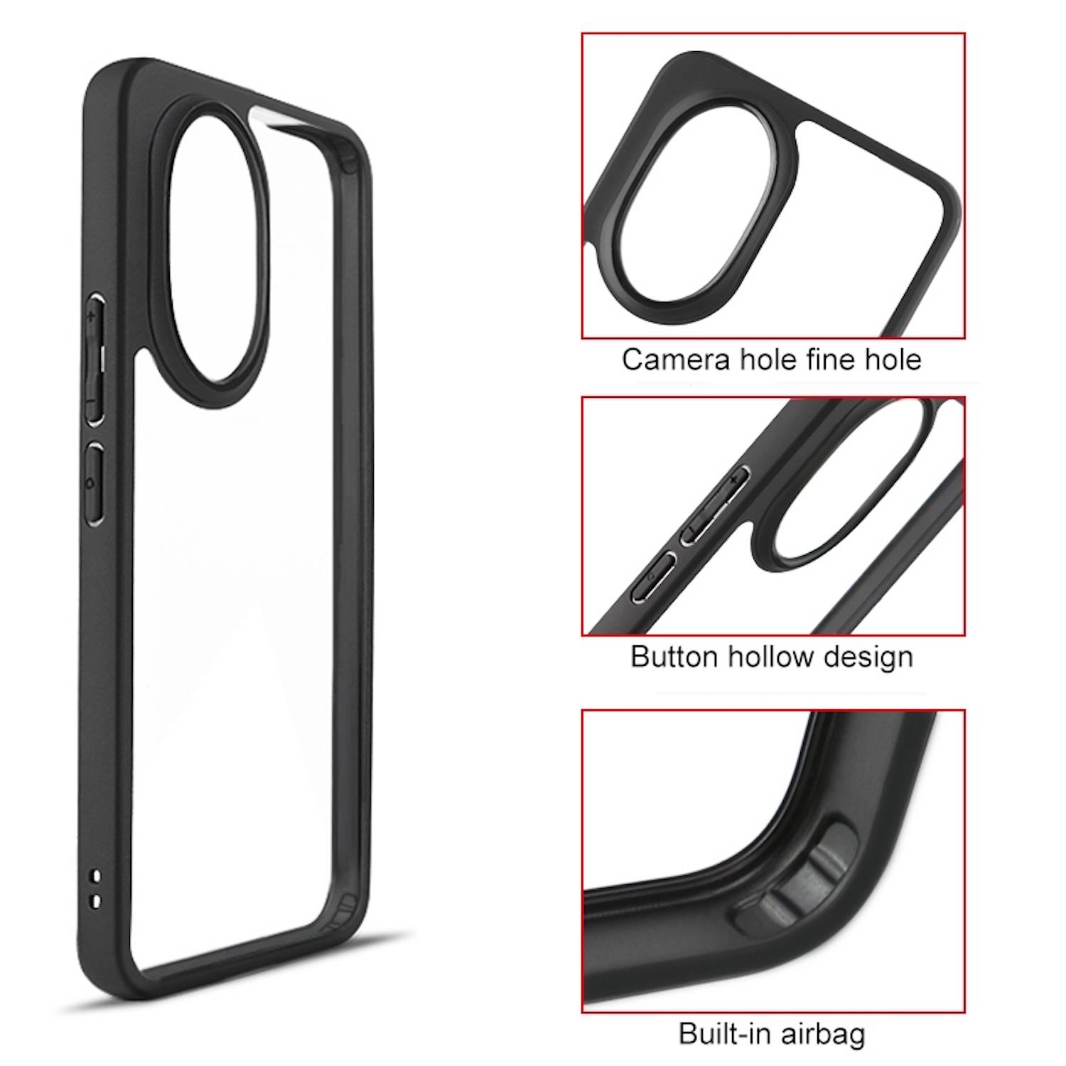 Für Honor 200 Frosted TPU + Transparent PC Schutz Hülle Case Schwarz