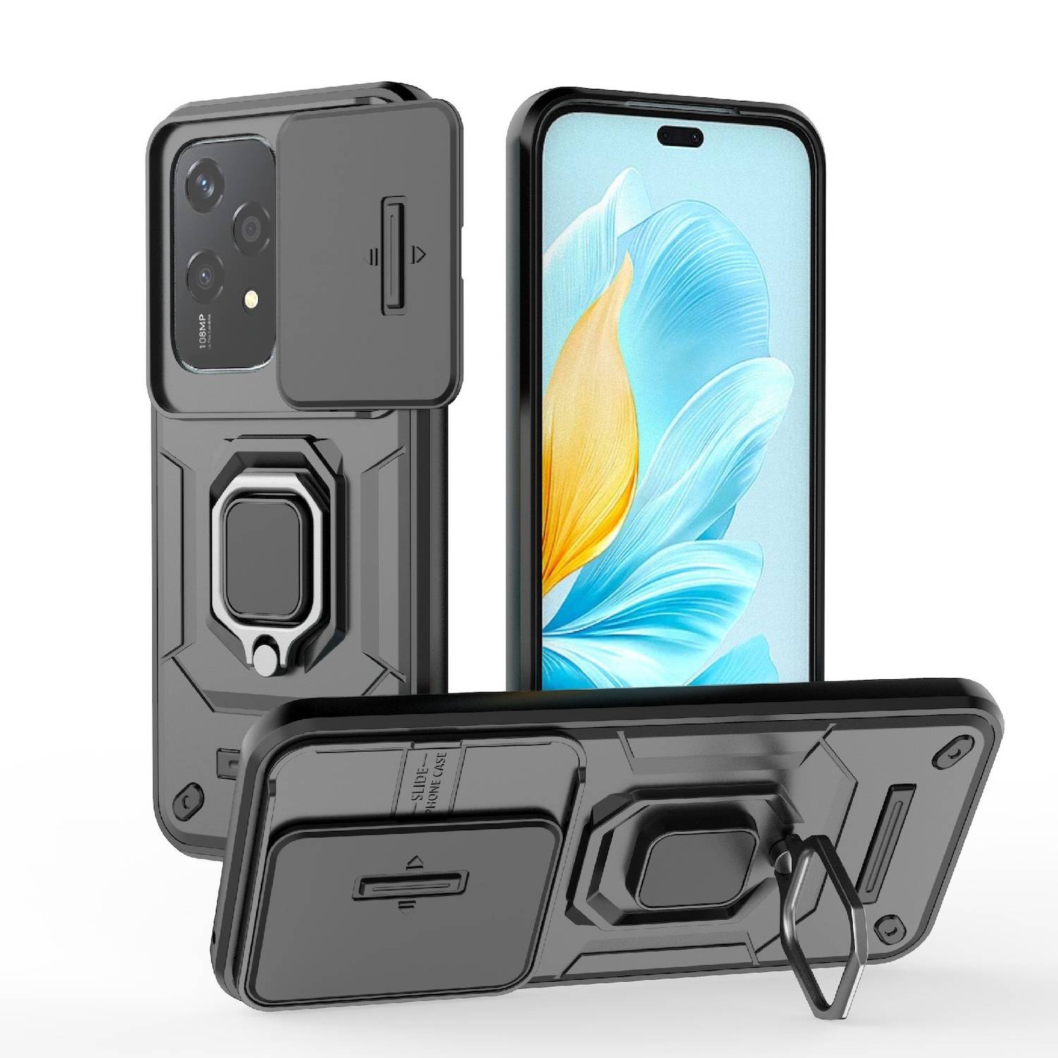 Für Honor 200 Lite Sliding Kamera TPU / PC Schutzhülle Ring Halterung