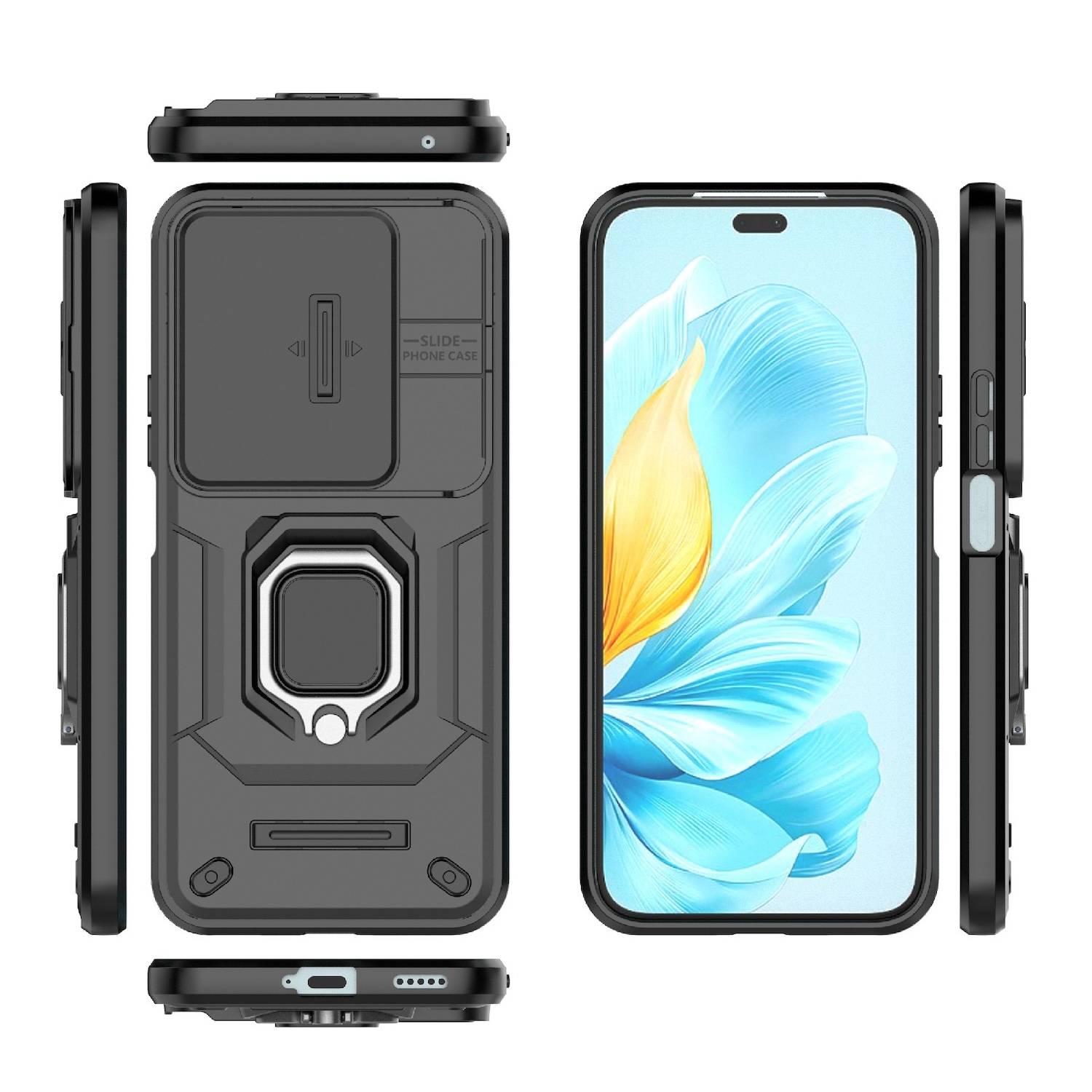 Für Honor 200 Lite Sliding Kamera TPU / PC Schutzhülle Ring Halterung