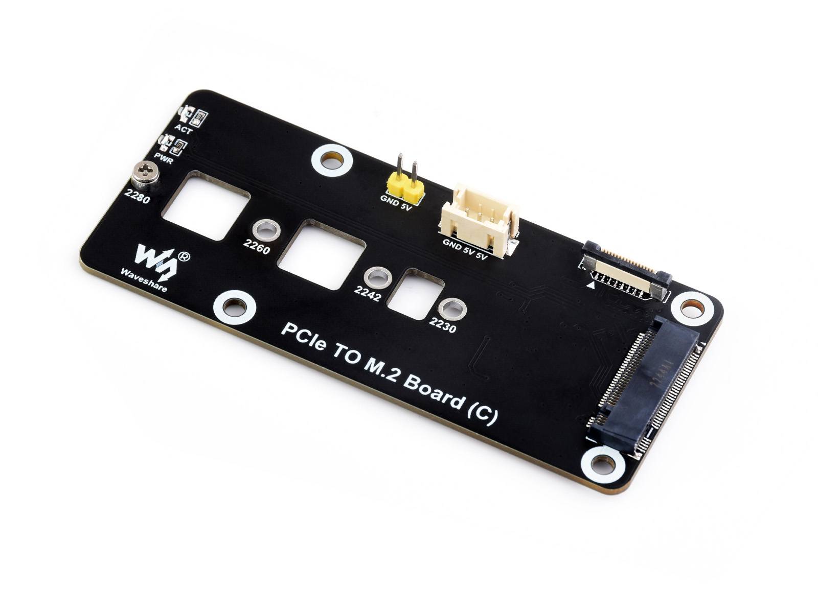 WaveShare PCIe to M.2 Adapter Board (C) for Raspberry Pi 5 Supports NVMe M.2 SSD