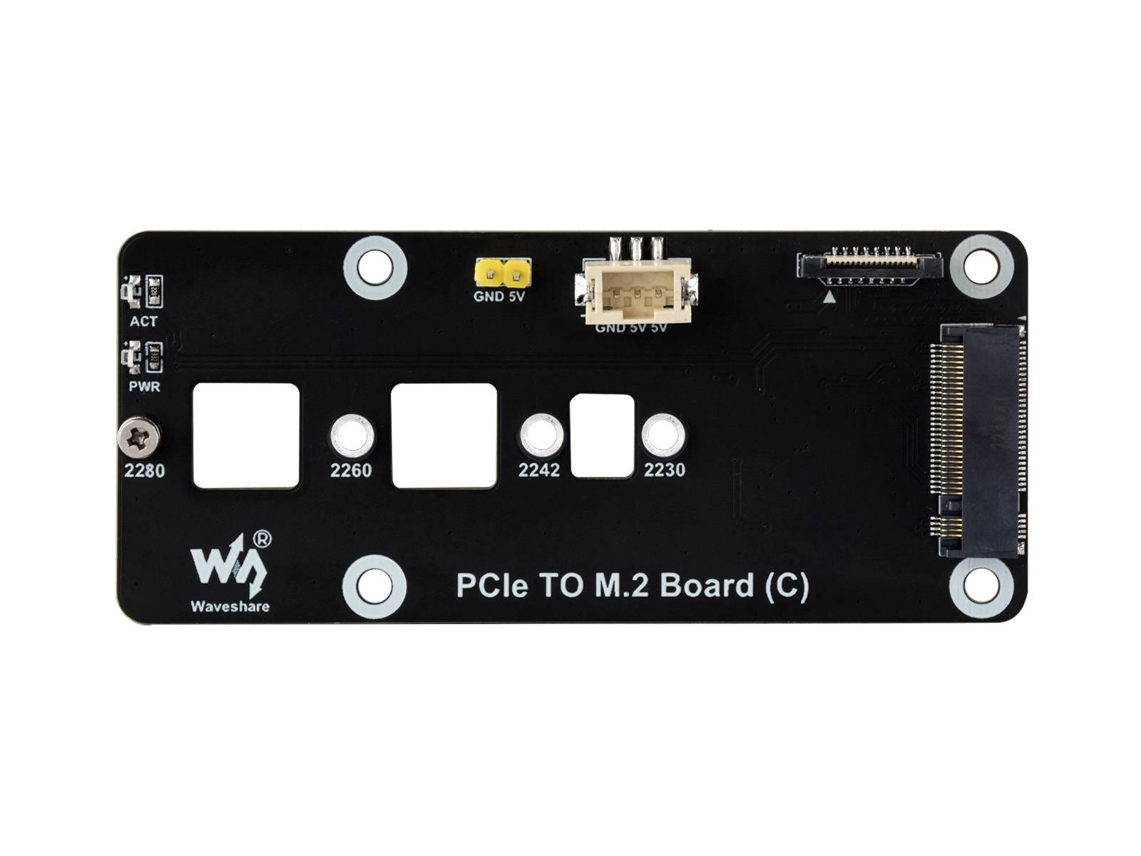 WaveShare PCIe to M.2 Adapter Board (C) for Raspberry Pi 5 Supports NVMe M.2 SSD