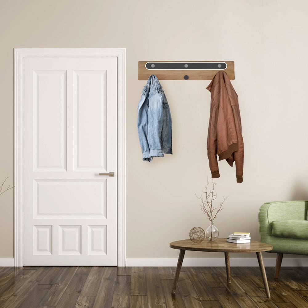 Wandleuchte Kleiderhaken Garderobe Flurleuchte Schlafzimmerlampe Wandlampe, Metall Acryl Kunststoff Alu schwarz braun, 1x LED 12W 450Lm 3000K