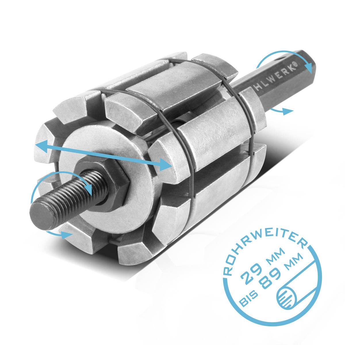 STAHLWERK Rohrweiter Set 29-89 mm 3-teiliger Auspuff Rohraufweiter, Rohrspreizer