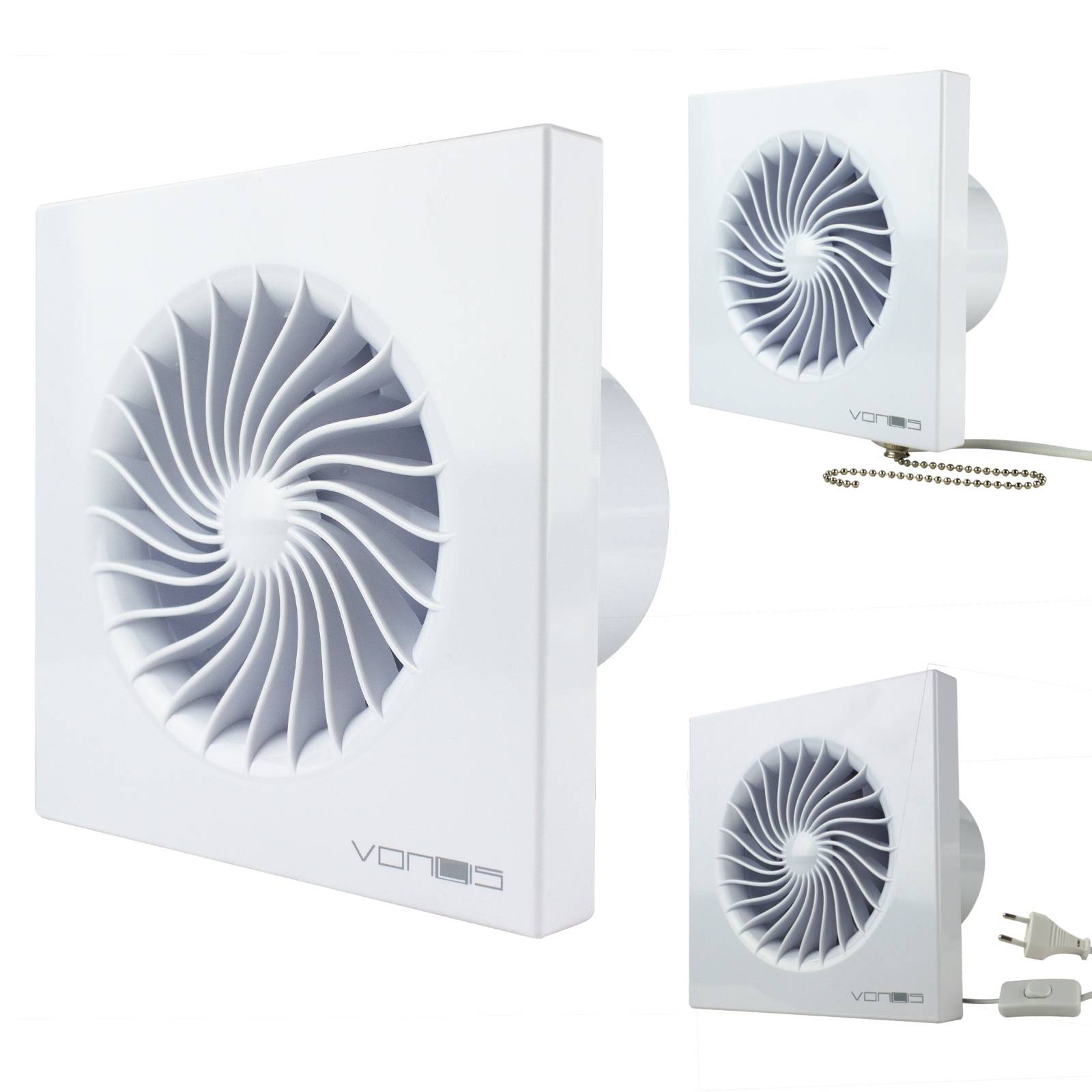 Lüfter Badlüfter Badventilator Wohnraumlüfter Badezimmer Ø 100 mm weiß Standard