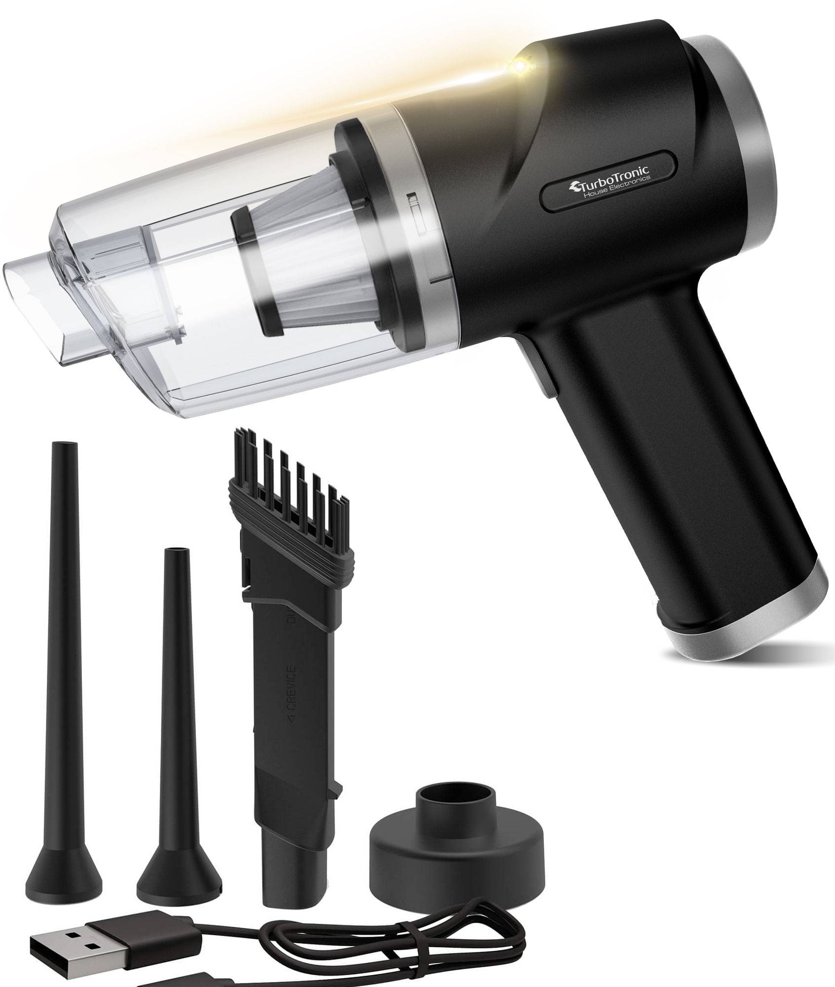 Akku Staubsauger 5KPA Handstaubsauger mit 47k RPM Gebläse 2 Stufen kabellos 0,15 L beutellos Fugendüse Akku Staubsauger kabellos für Auto Büro Hau