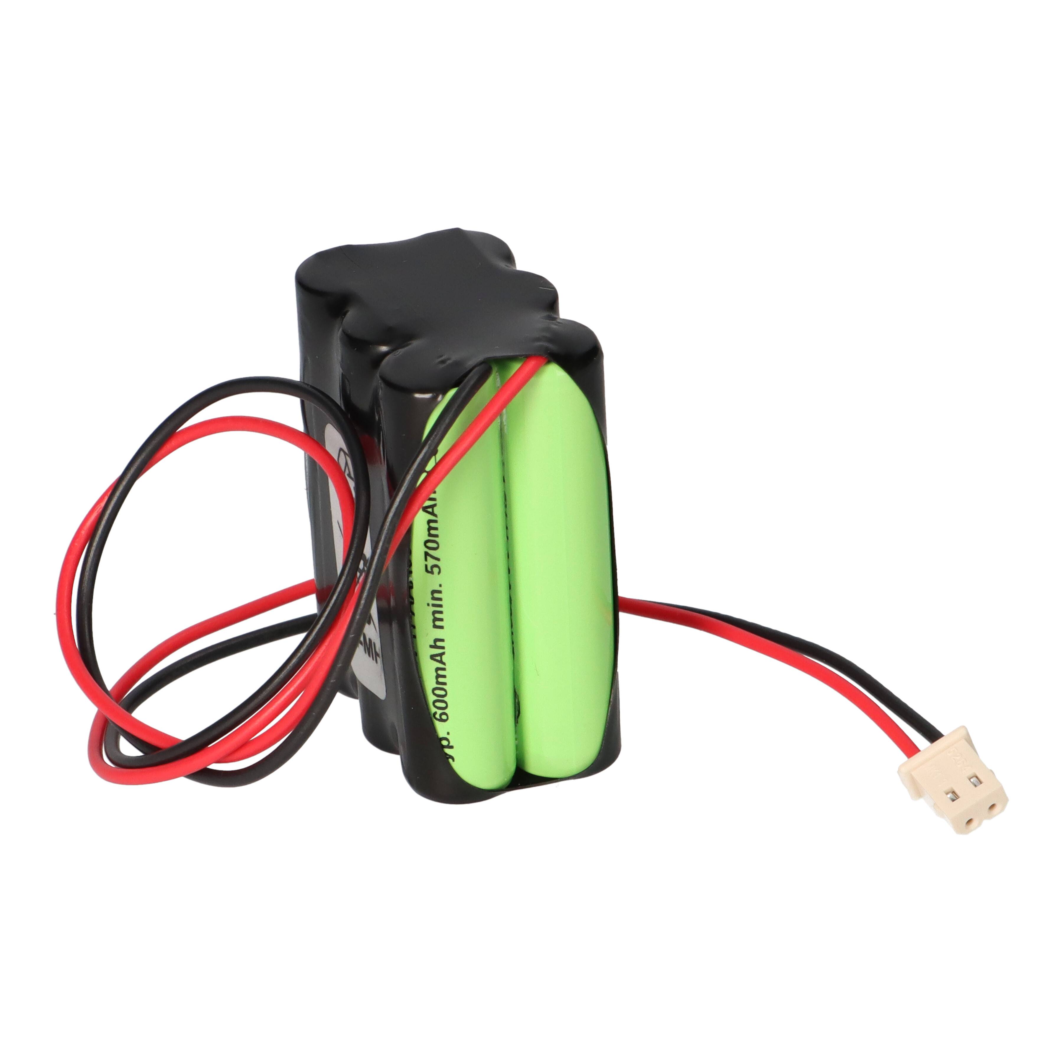 Akku für Notleuchten passend zu Beghelli 415390000 NiMH 7,2V 600mAh mit 200mm Kabel und Stecker