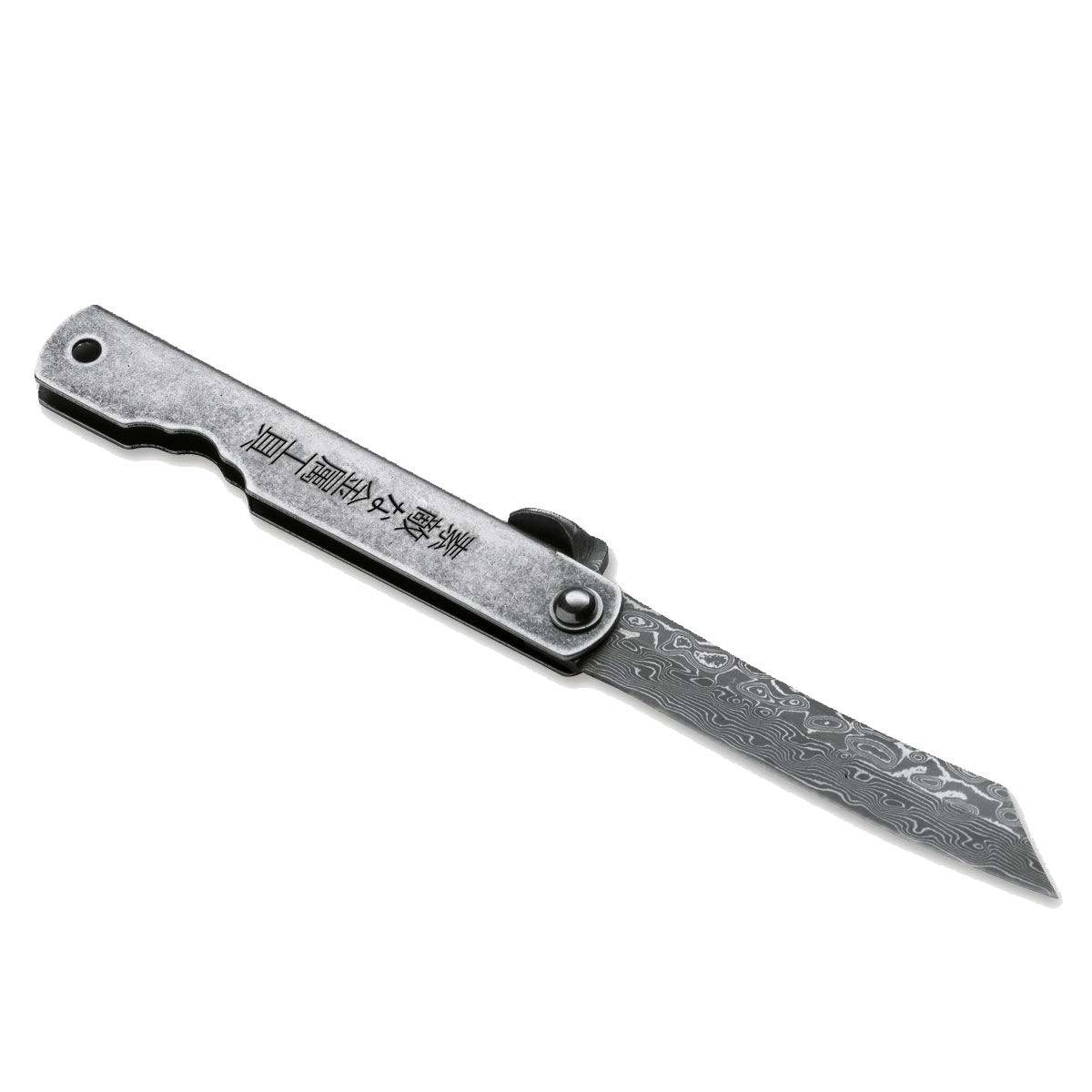 Higo Kinzoku Damascus Taschenmesser - Silber