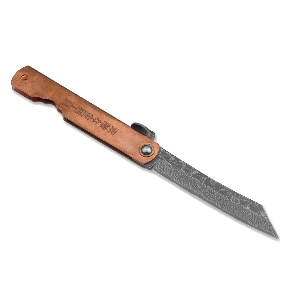 Higo Irogane Damascus Taschenmesser (01PE315) - Bronze