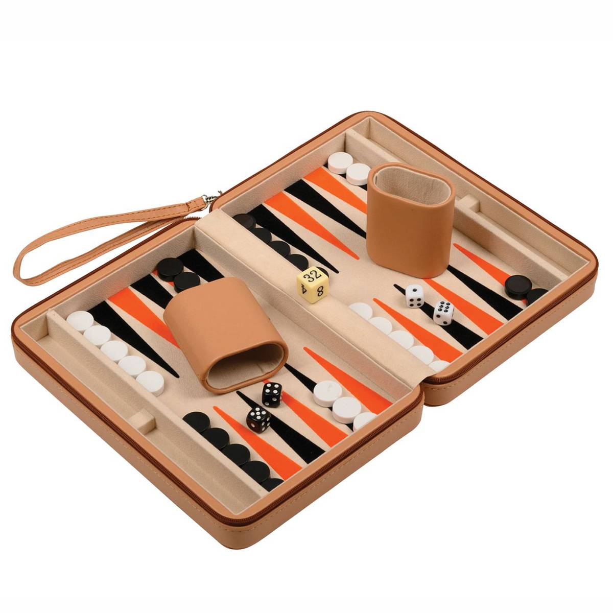 Philos Backgammon Leros - magnetisches Reisespiel in Lederetui (+)