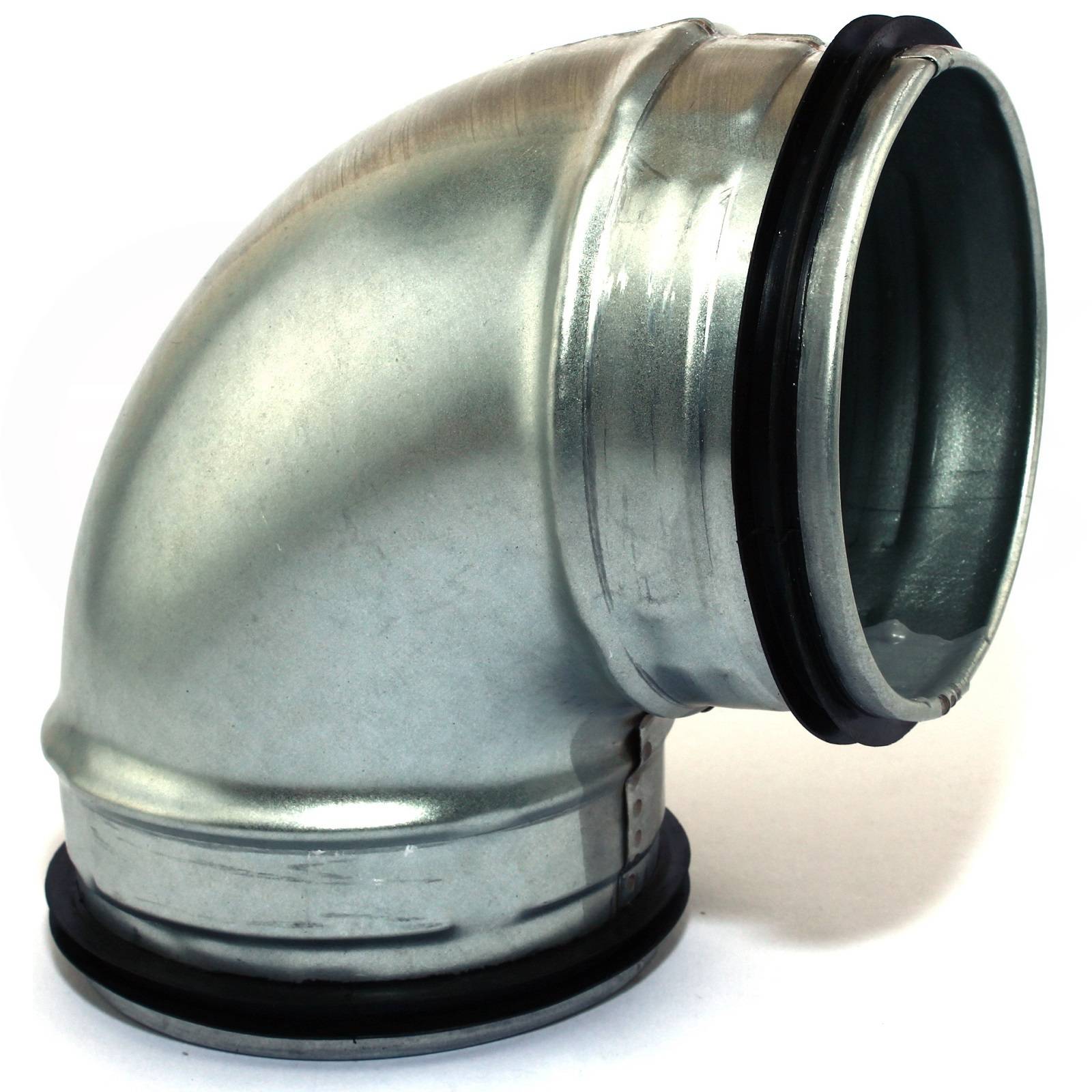 90° Bogen Wickelfalzrohr Kniestück Winkel Lüftung Rohr Verzinkt Doppeldichtung Ø 125 mm