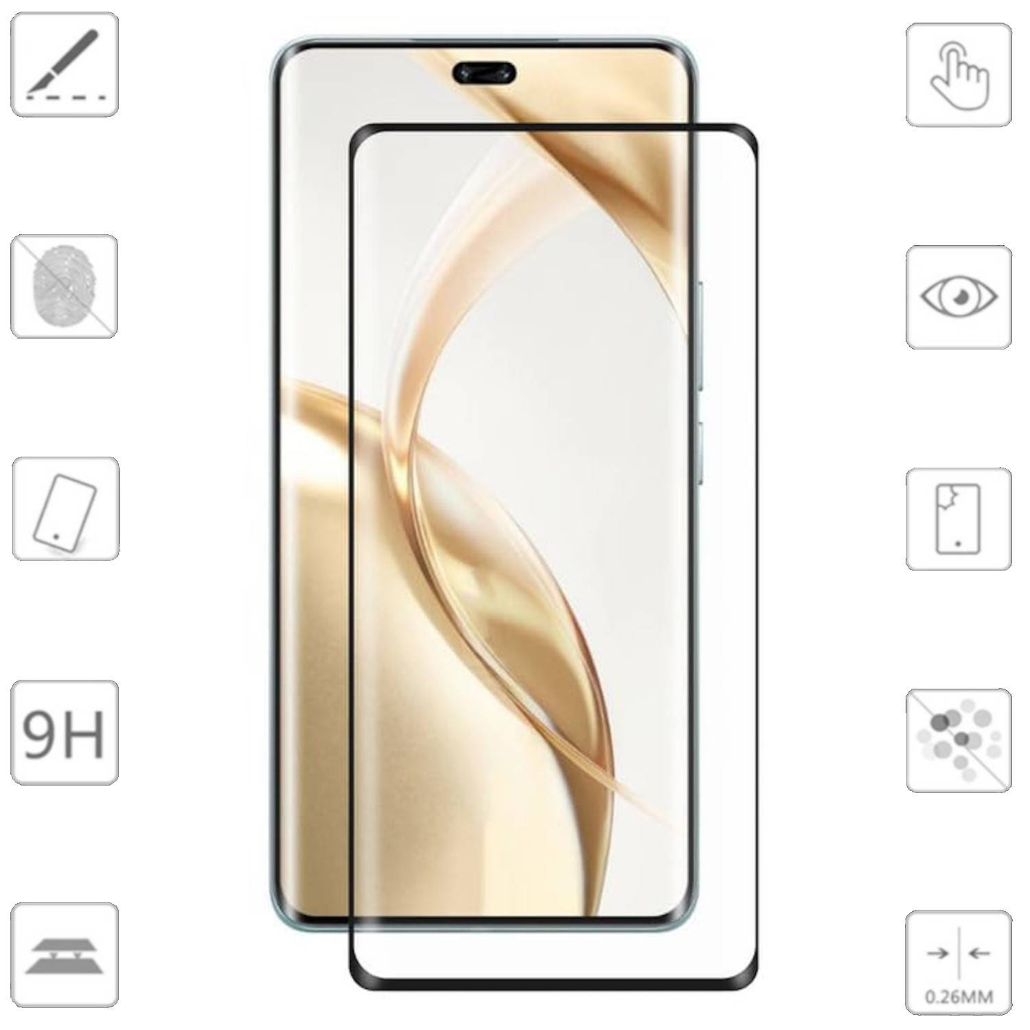 Für Honor 200 Pro 4D Display Full Curved H9 Hart Glas Panzer Schutz