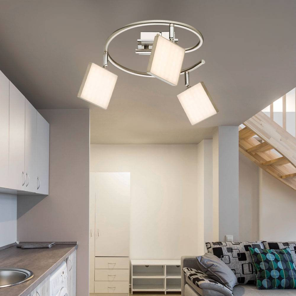 Deckenleuchte Spotrondell dimmbar Deckenlampe 3 Flammig Spotleuchte Decke schwenkbar, Metall, 3x LED 6W 400Lm warmweiß, DxH 28x18,8 cm