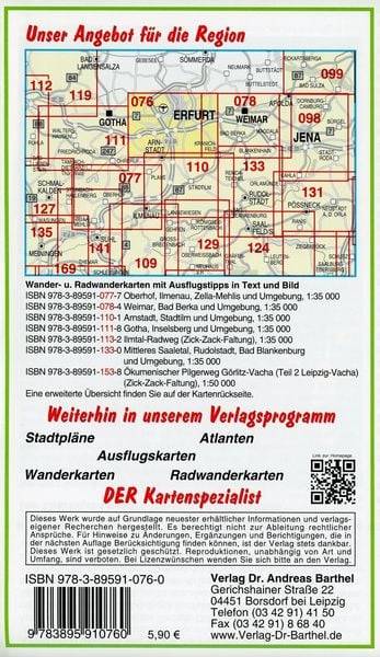 Erfurt und Umgebung 1 : 35 000. Radwander- und Wanderkarte