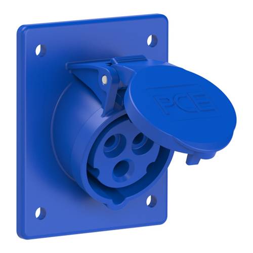 PC ELECTRIC 413-6F8 - CEE-Anbausteckdose (schräg | 200-250V / 16A | IP44 / IP54 | 80 x 97 mm) - in blau