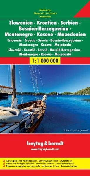Slowenien / Kroatien / Serbien / Bosnien-Herzegowina / Montenegro / Kosovo / Mazedonien 1 : 1 000 000. Autokarte