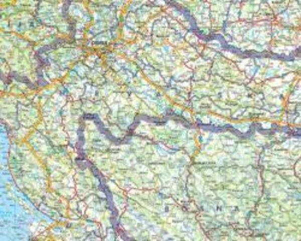 Slowenien / Kroatien / Serbien / Bosnien-Herzegowina / Montenegro / Kosovo / Mazedonien 1 : 1 000 000. Autokarte