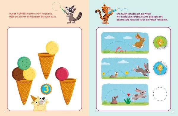 Sticker-Rätsel für Kindergarten-Kids. Erste Zahlen