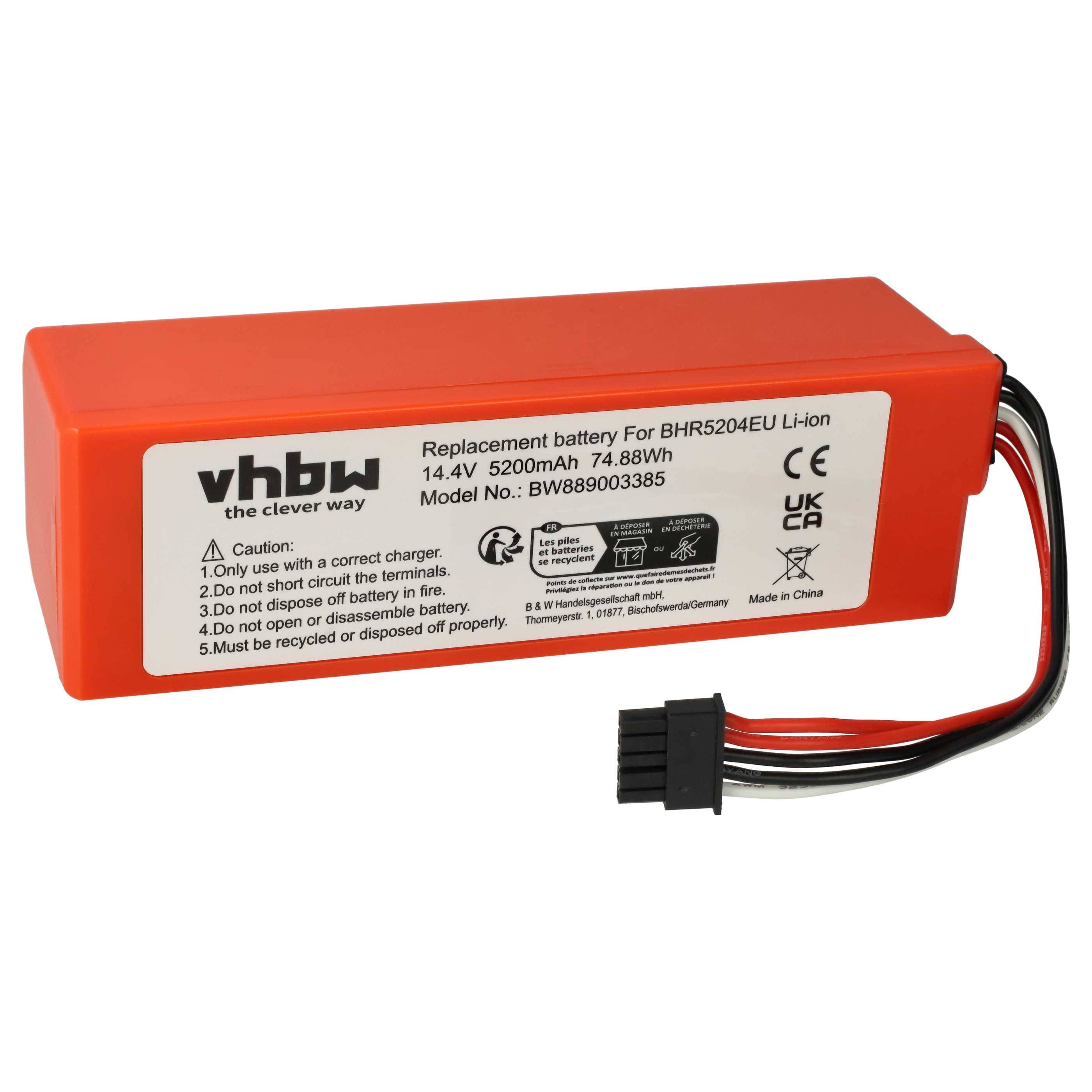 vhbw Akku Ersatz für Xiaomi BYD D099-4S2P, 260S-INR-MH1-4S1P für Saugroboter (5200 mAh, 14,4 V, Li-Ion)