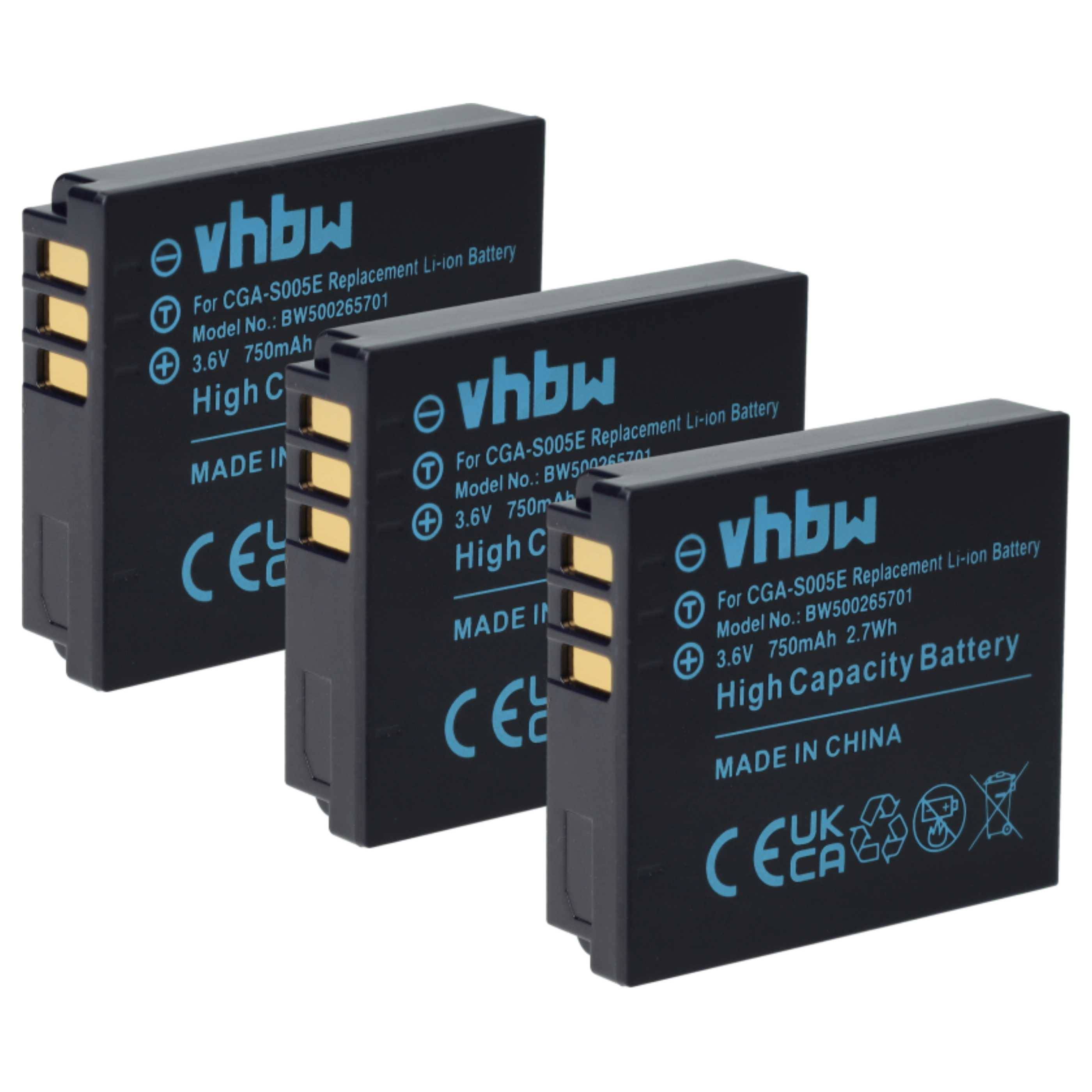 vhbw 3x Akku Ersatz für Fuji NP-70 | für Kamera (750 mAh, 3,6 V, Li-Ion)