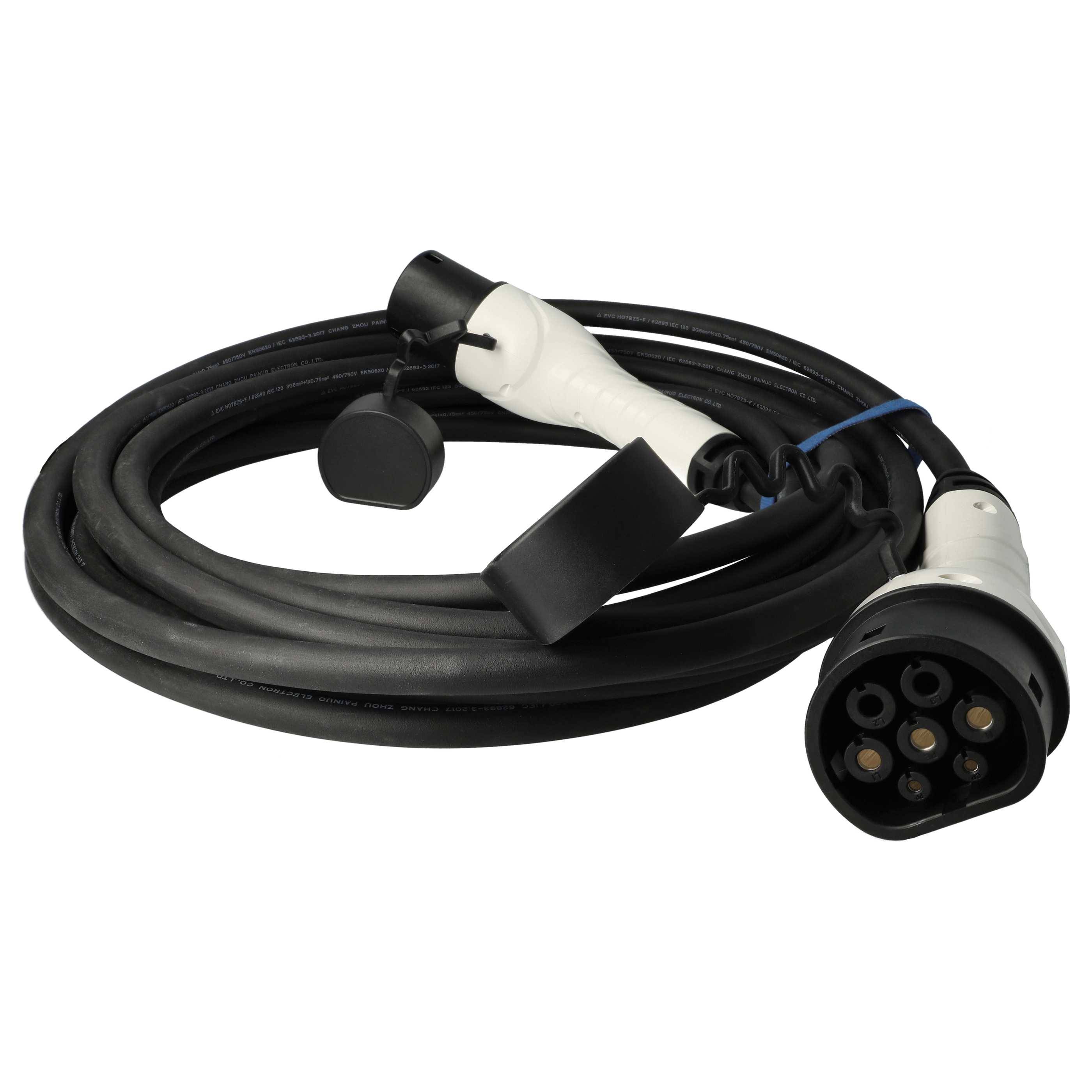 vhbw Ladekabel Typ 2 zu Typ 2 kompatibel mit VW ID.5 GTX, ID.7 ID.Buzz Elektroauto, 1-phasig, 32 A, 7 kW, 10 m
