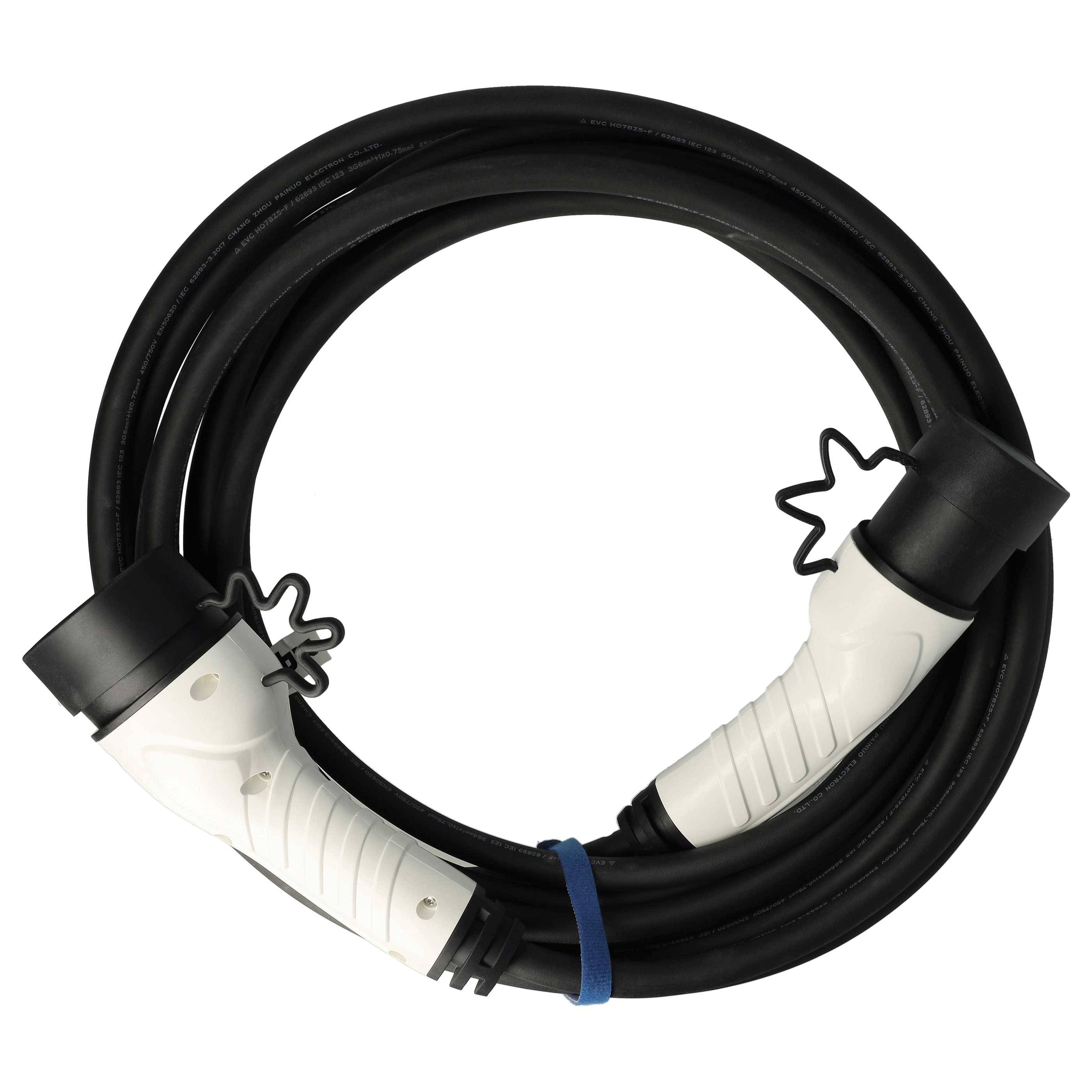 vhbw Ladekabel Typ 2 zu Typ 2 kompatibel mit Fiat Grande Panda Elektroauto, 1-phasig, 32 A, 7 kW, 10 m