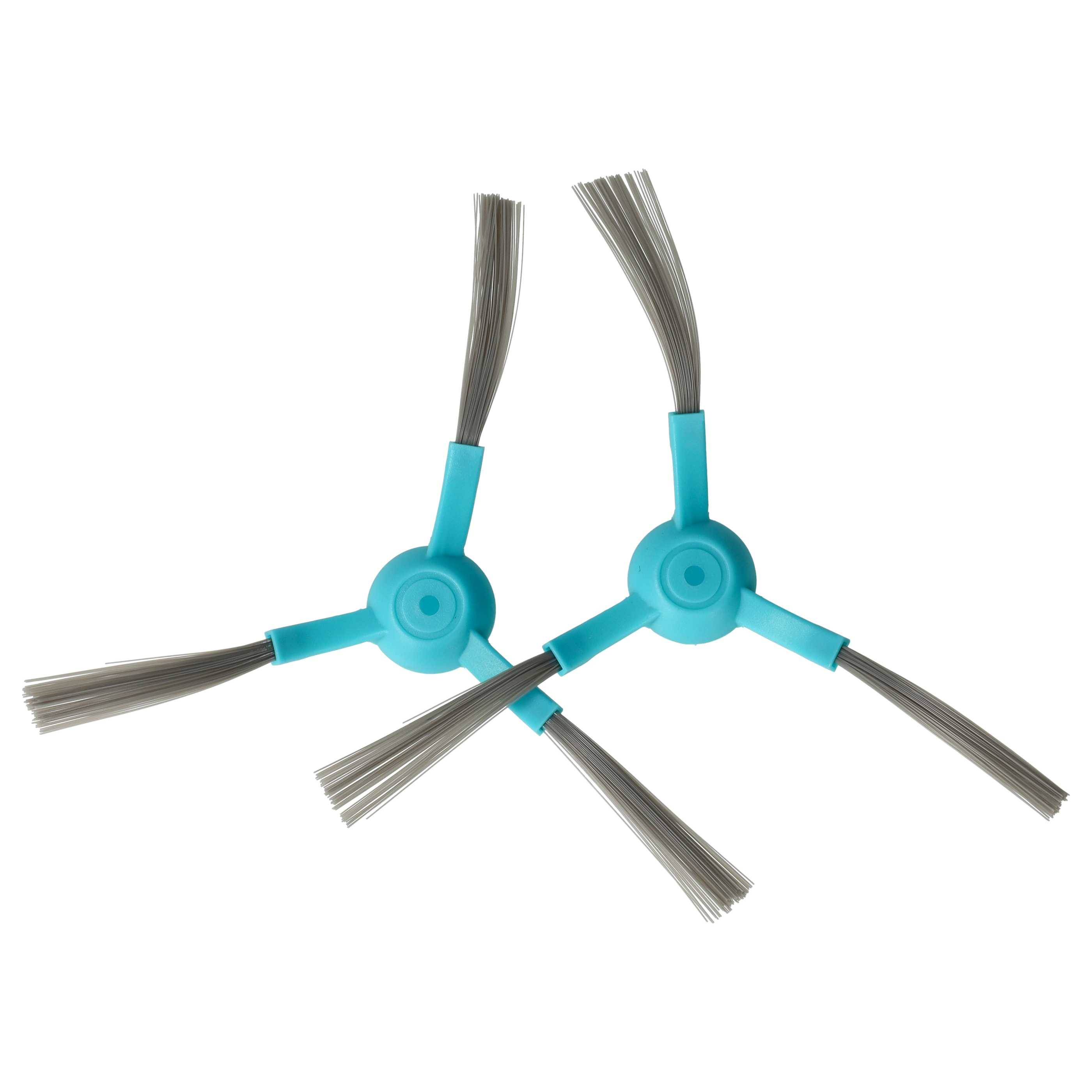 vhbw 2x Seitenbürste kompatibel mit Proscenic M6 Pro Saugroboter - Reinigungsbürsten Set, schwarz / hellblau