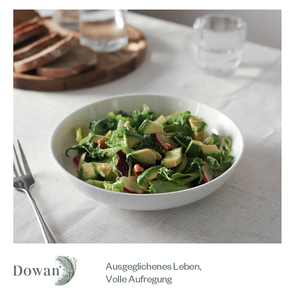 DOWAN 21cm/887ml/4er-Set Pastateller,große Keramik Salat Schalen, flache Nudelschalen,große Suppenschalen,Mikrowelle und spülmaschinenfest,Weiß