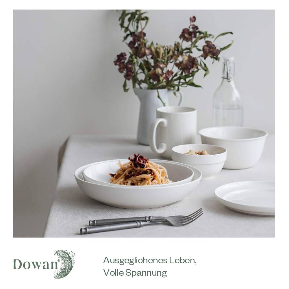 DOWAN 946ml/21cm/6er-Set Pasta-Schüsseln, Große Salatschüsseln, Weiße Suppenschüsseln, Porzellan-Pasta-Schüsseln, Weiß