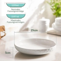 DOWAN 1.6L/25×25×5cm/4er-Set Pastateller,größe Salatschüsseln,Teller Schüssel,Keramiksuppenschalen für die Küche, Weiß DOWAN 1.6L/25×25×5cm/4er-Set Pastateller,größe Salatschüsseln,Teller Schüssel,Keramiksuppenschalen für die Küche, Weiß