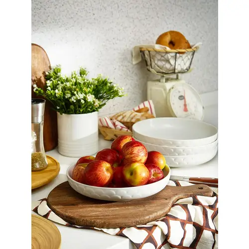 DOWAN 1.6L/25×25×5cm/4er-Set Pastateller,größe Salatschüsseln,Teller Schüssel,Keramiksuppenschalen für die Küche, Weiß DOWAN 1.6L/25×25×5cm/4er-Set Pastateller,größe Salatschüsseln,Teller Schüssel,Keramiksuppenschalen für die Küche, Weiß