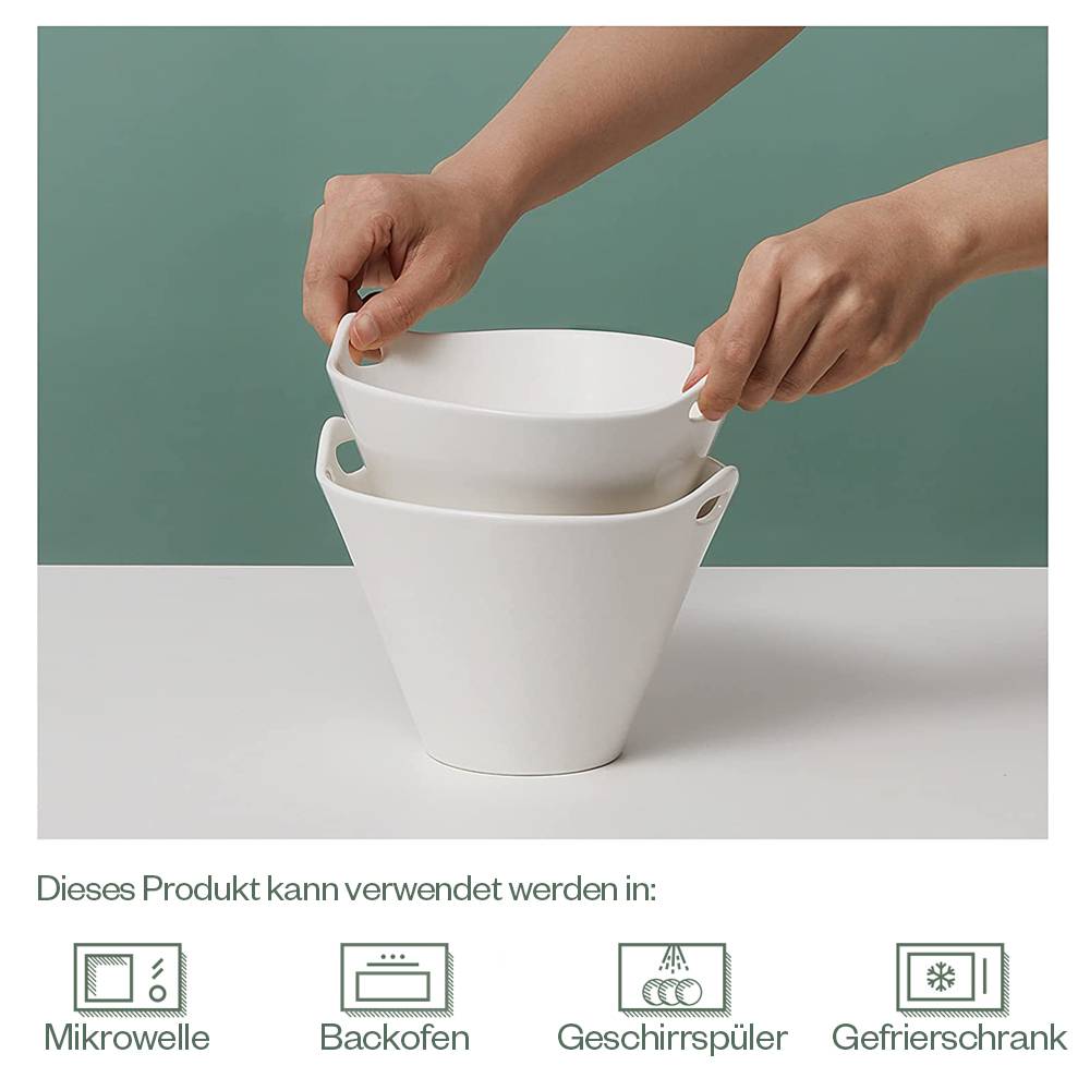 DOWAN 946ml/2er-Set Ramen-Schüsseln, Nudelschüsseln, tiefe Schüsseln mit Stäbchen und Löffel, japanische Schüsseln für die Küche - Weiß