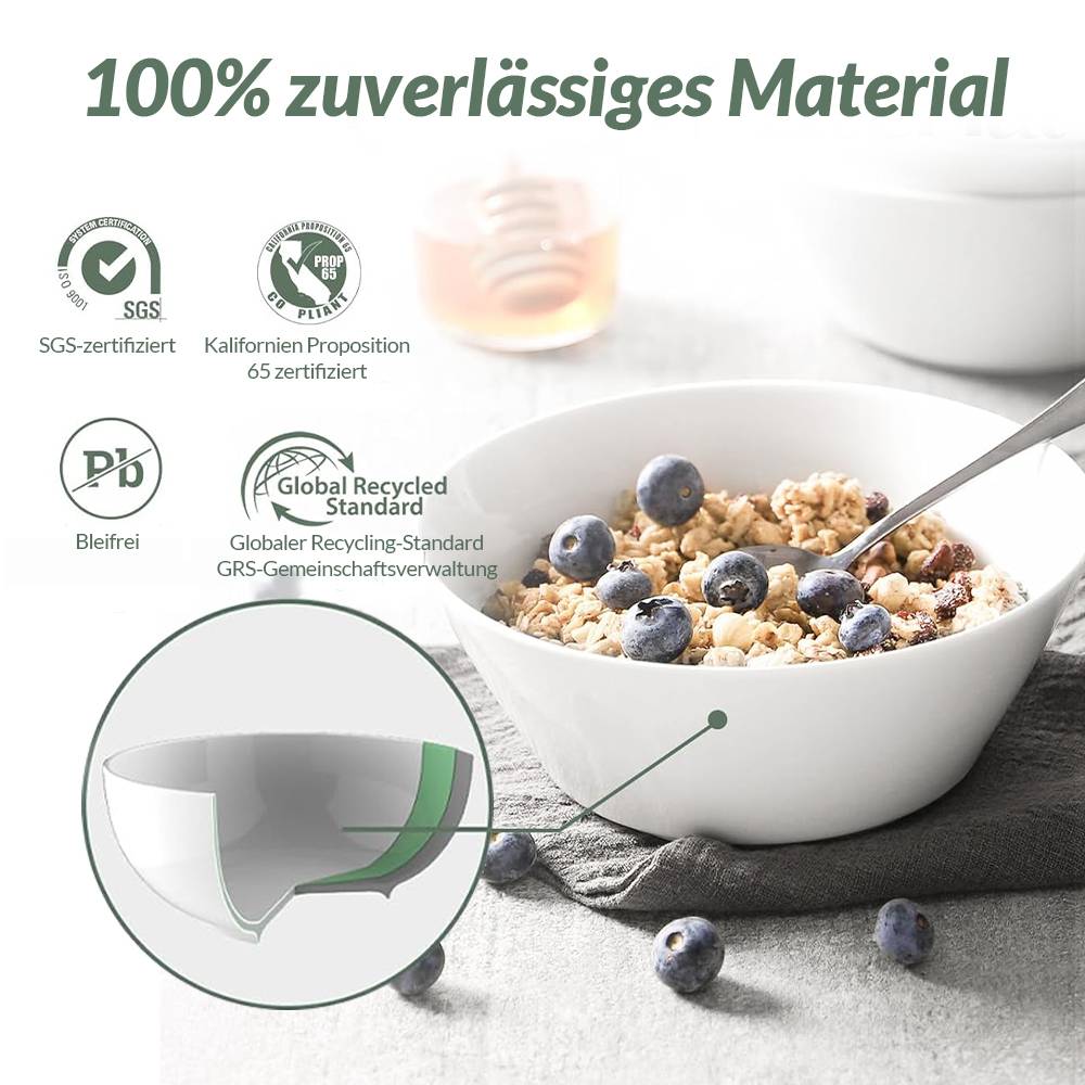 DOWAN 18×18×7cm/946ml/4er-Set Große Suppenschüsseln,Keramikschüsseln für Ramen/Müsli/Nudeln/Salat/Obst,Weiß