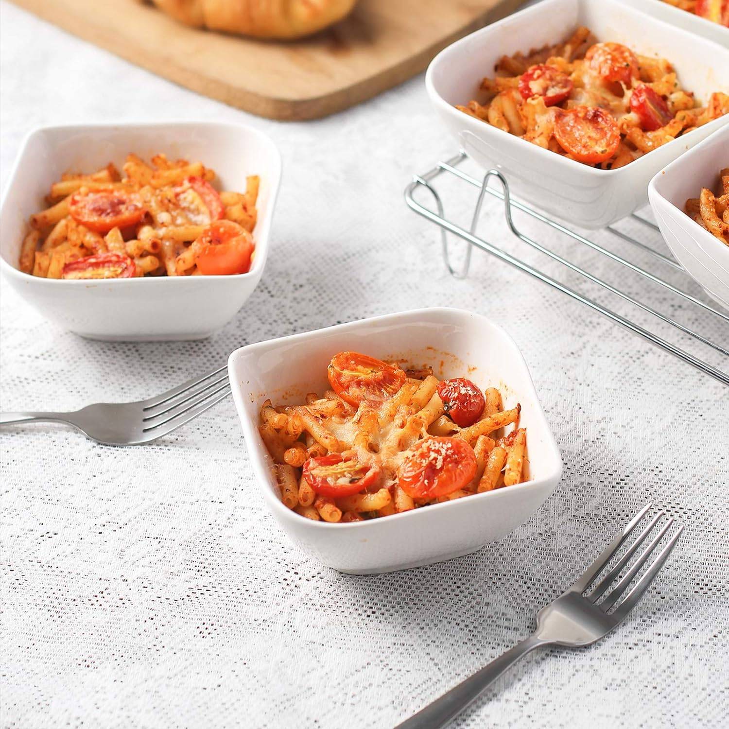 DOWAN 244ml/6er-Set Keramik Ramekins Backofen sicher,Creme Brulee Ramekins,Dessertschalen für Soße/Souffle/Dipping, Weiß